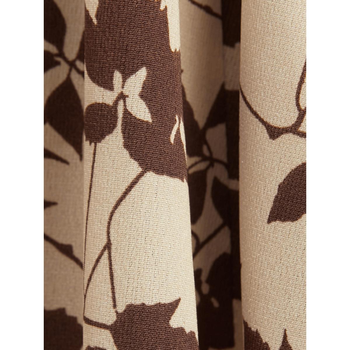 Plus Size Plant Print Pocket Lantern Sleeve Split Midi Dress Tan Women Elegant Pocket V-neck Long Sleeve Curvy Midi Dress BloomChic 14-16/1X Product Image