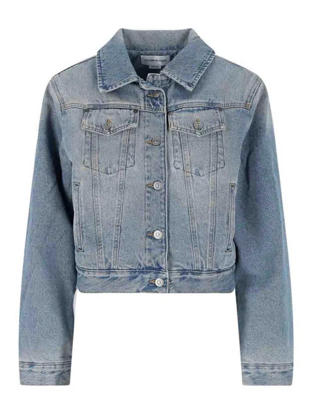 VICTORIA BECKHAM Padded Denim Jacket In Blue Product Image