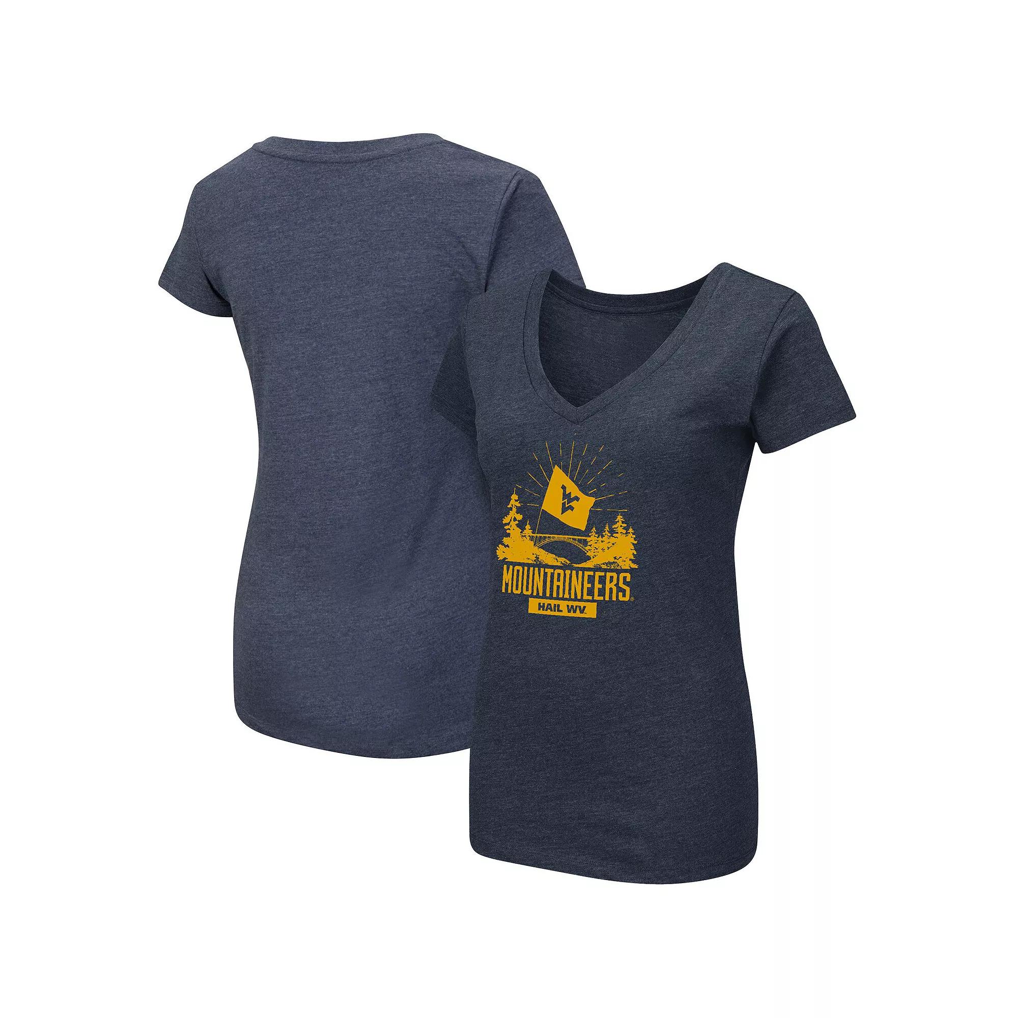 Women's Colosseum Navy West Virginia Mountaineers Fan V-Neck T-Shirt, Size: Small, Blue Product Image