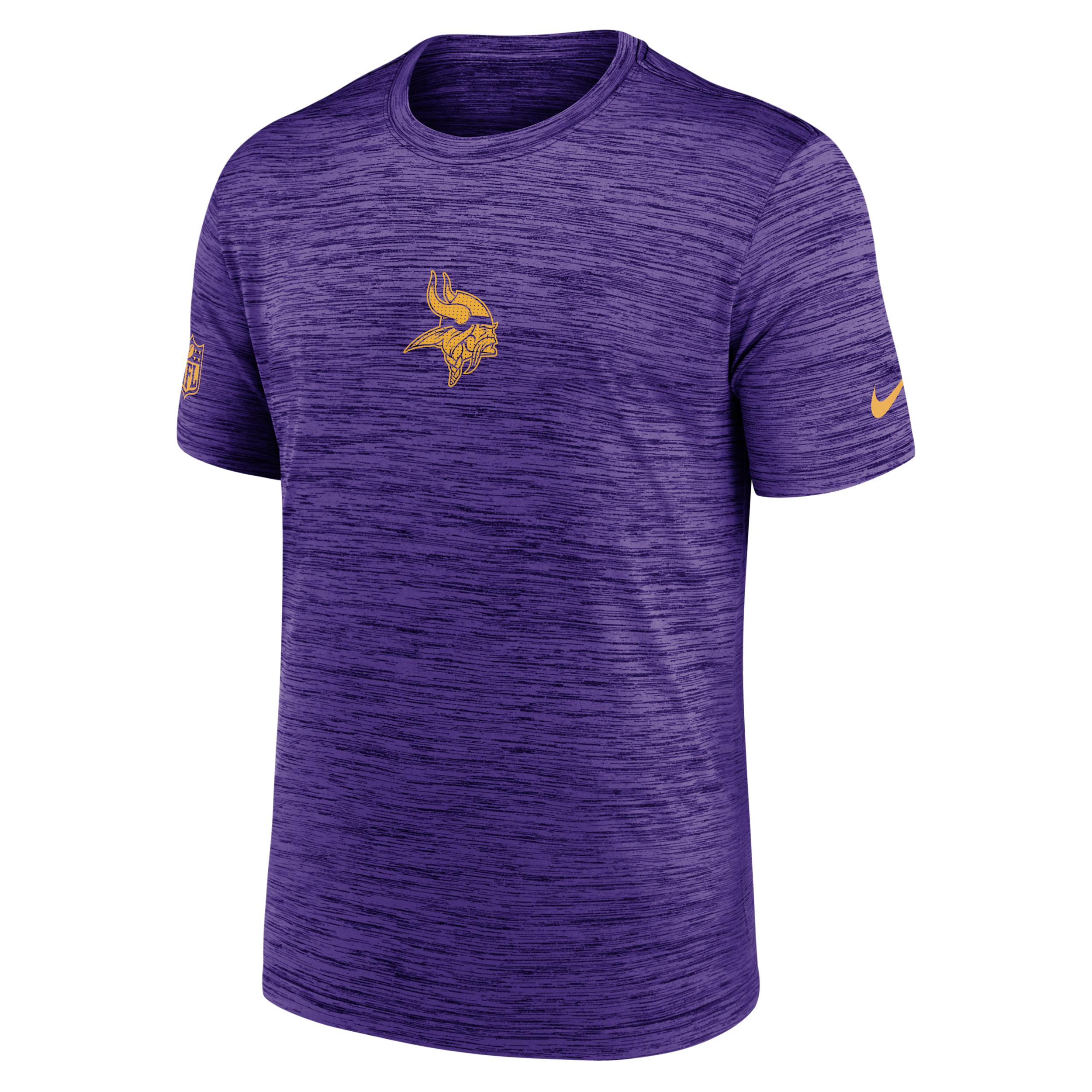 Minnesota Vikings Sideline Team Issue Velocity Nike Mens Dri-FIT NFL T-Shirt | 02ER51L9M-P88 Product Image