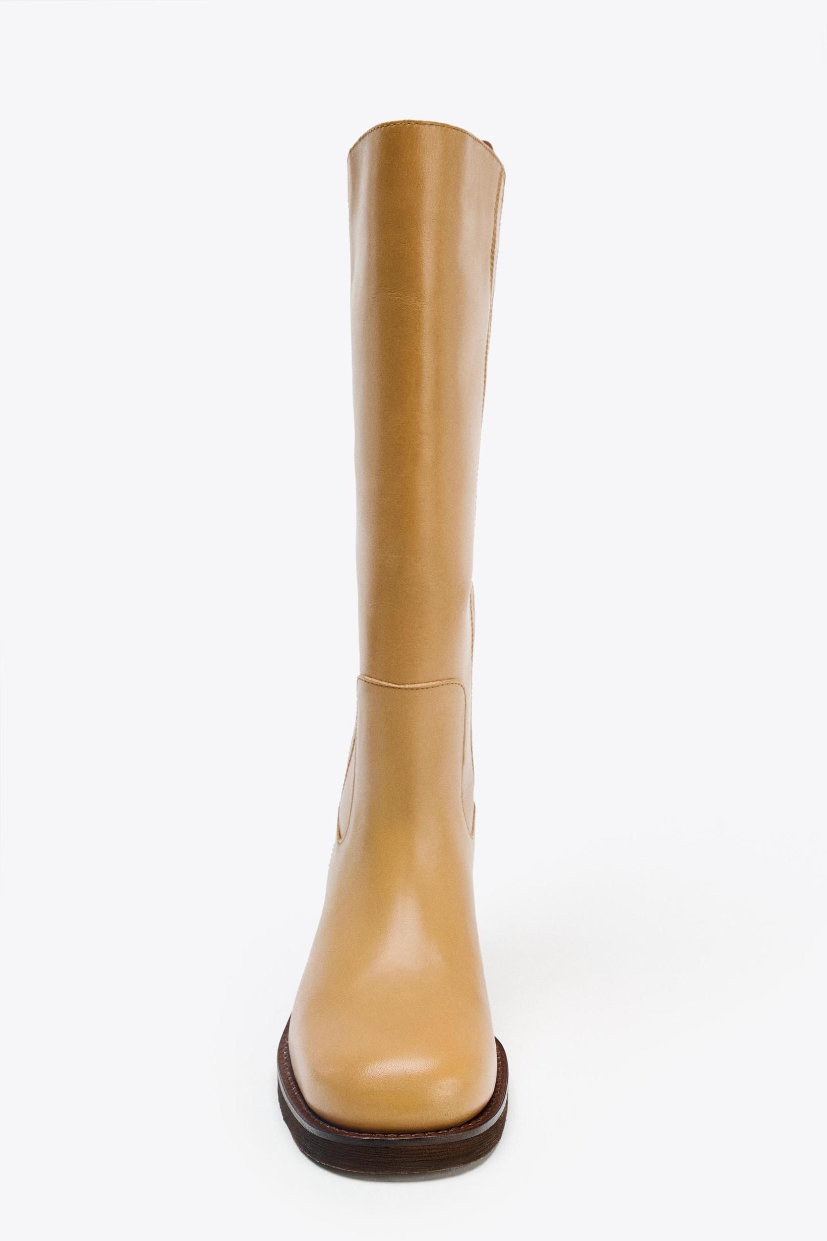 LEATHER TOPSTITCHED BOOTS Product Image