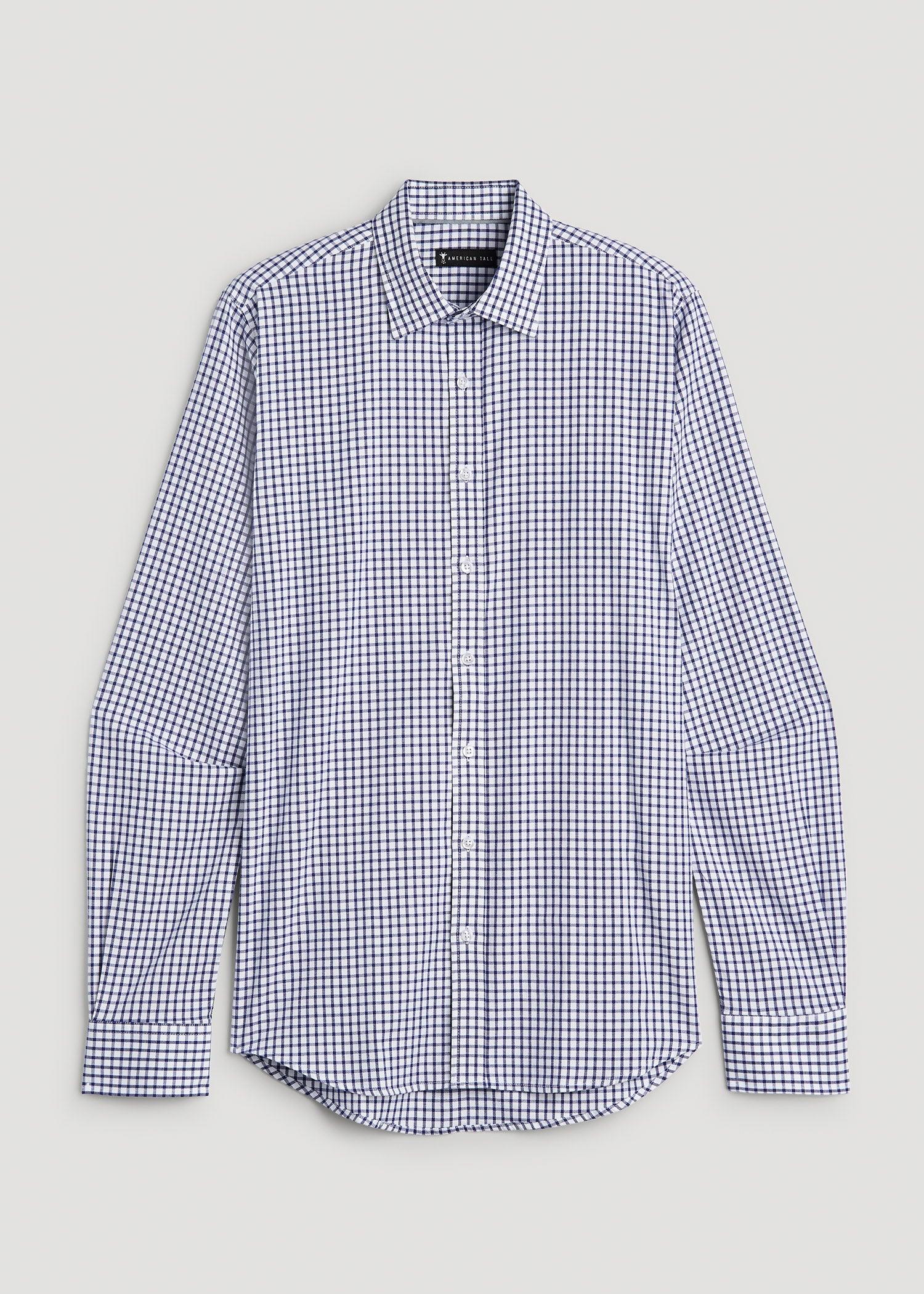 Oskar Button-Up Dress Shirt for Tall Men in Bright Blue Grid Male Product Image
