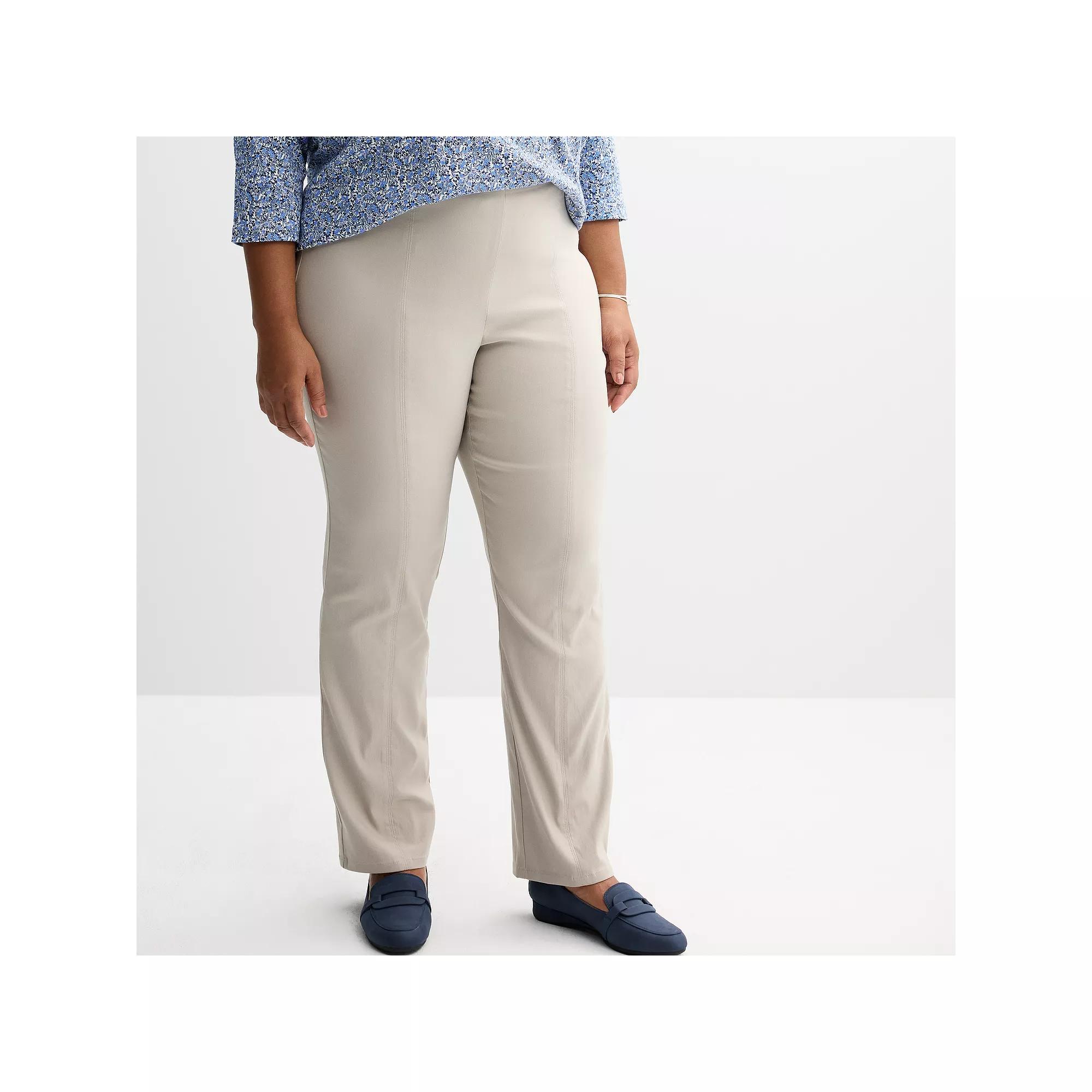 Plus Size Croft & Barrow® Seamed Straight Leg Pull-On Pants, Women's, Size: 28 W, Beige Grace Product Image