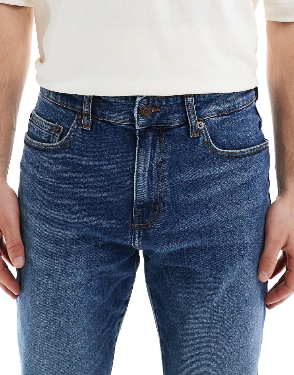 ONLY & SONS Rope slim tapered fit jeans in mid blue wash Product Image