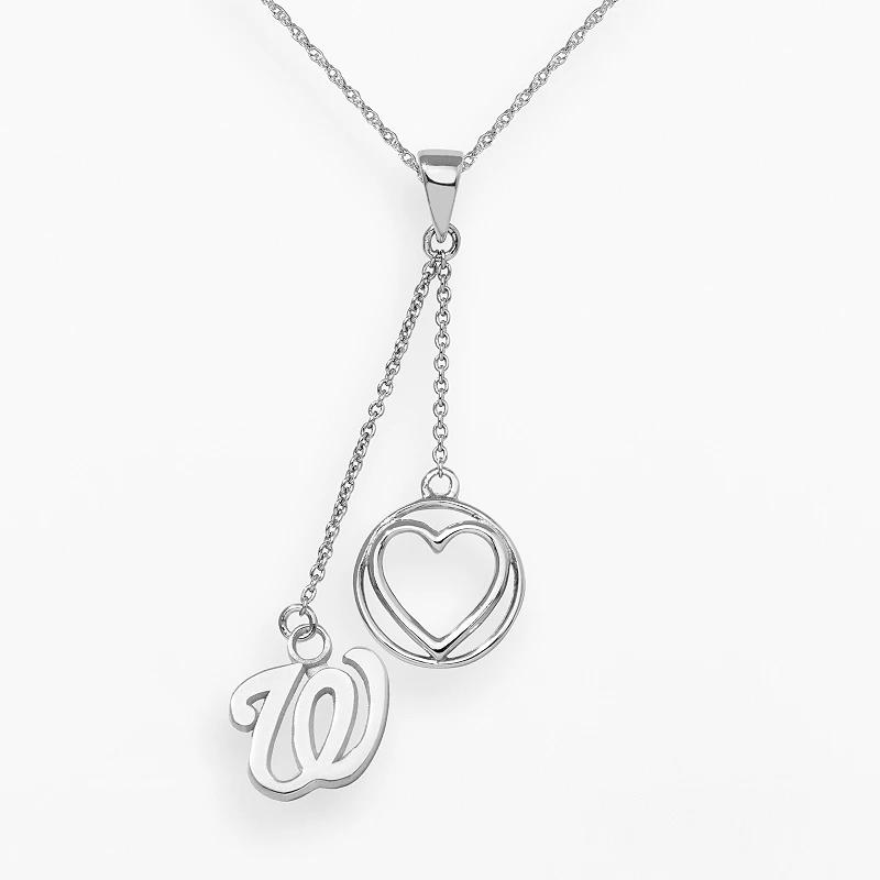 LogoArt Washington Nationals Beloved Sterling Silver Linear Pendant, Womens Grey Product Image