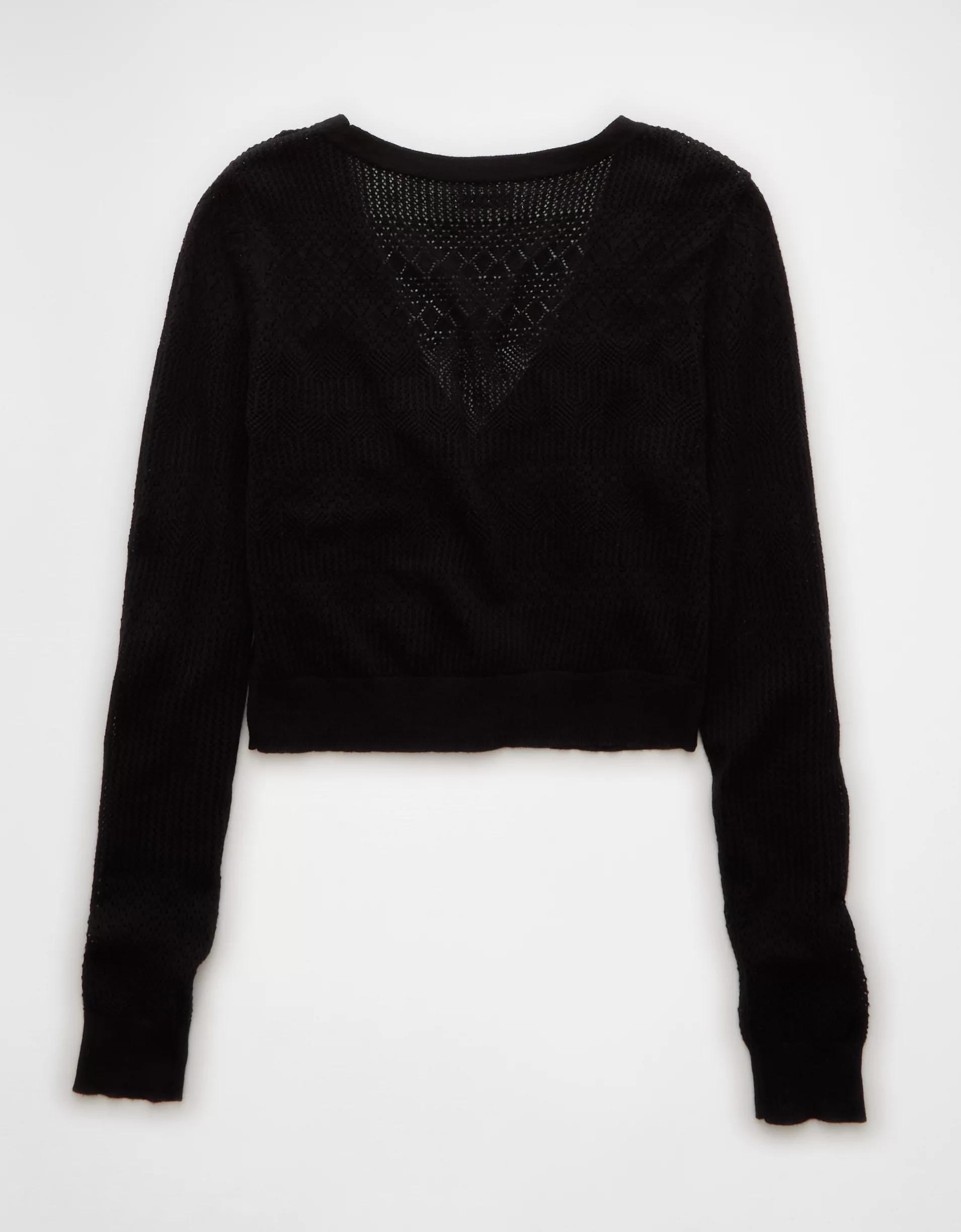 AE Pointelle V-Neck Cardigan Product Image