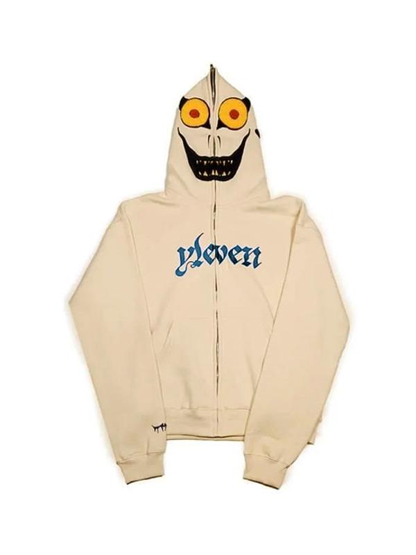 Funny Smiling Print Full Zip Oversized Hoodie Product Image