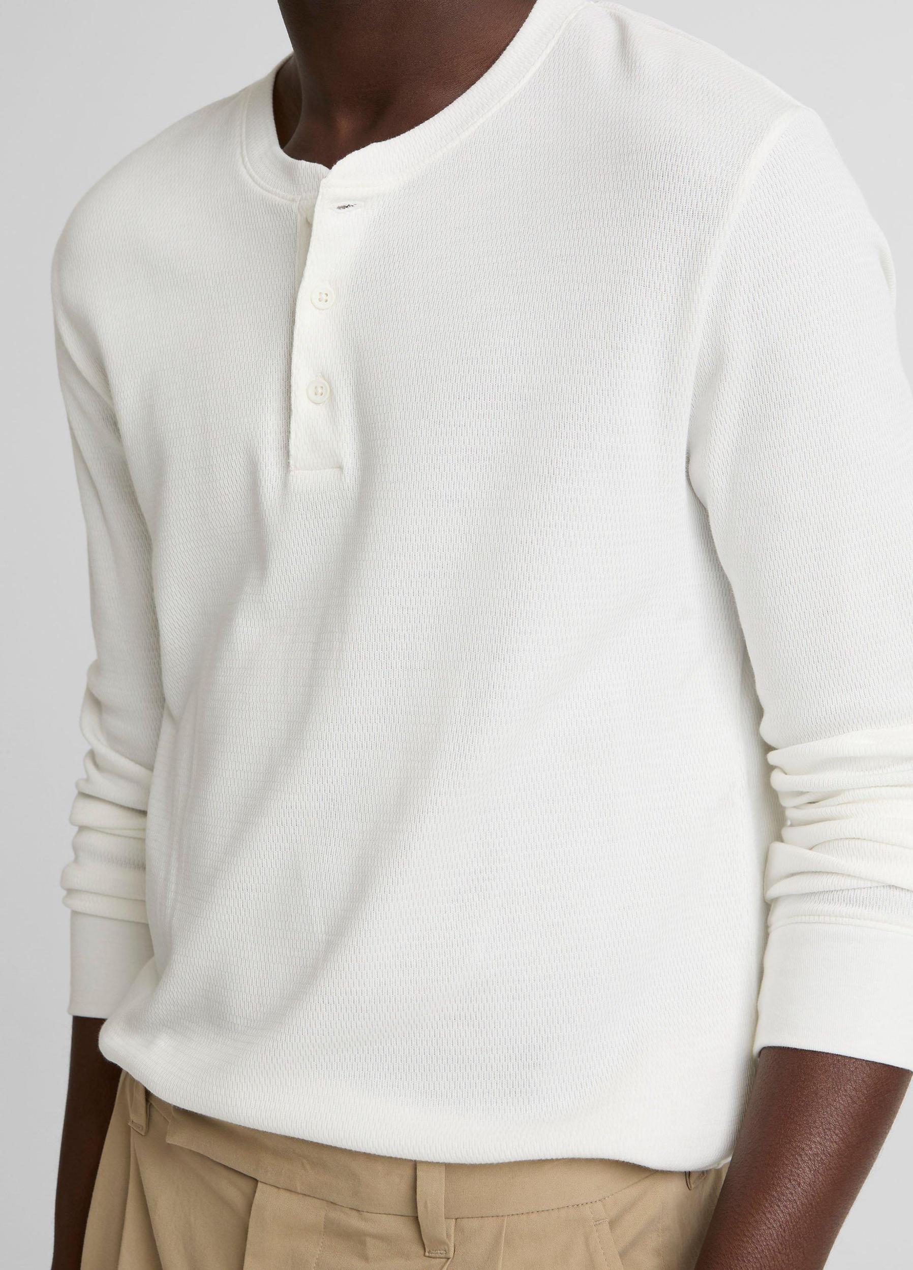 Jacquard-Rib Cotton Henley Product Image