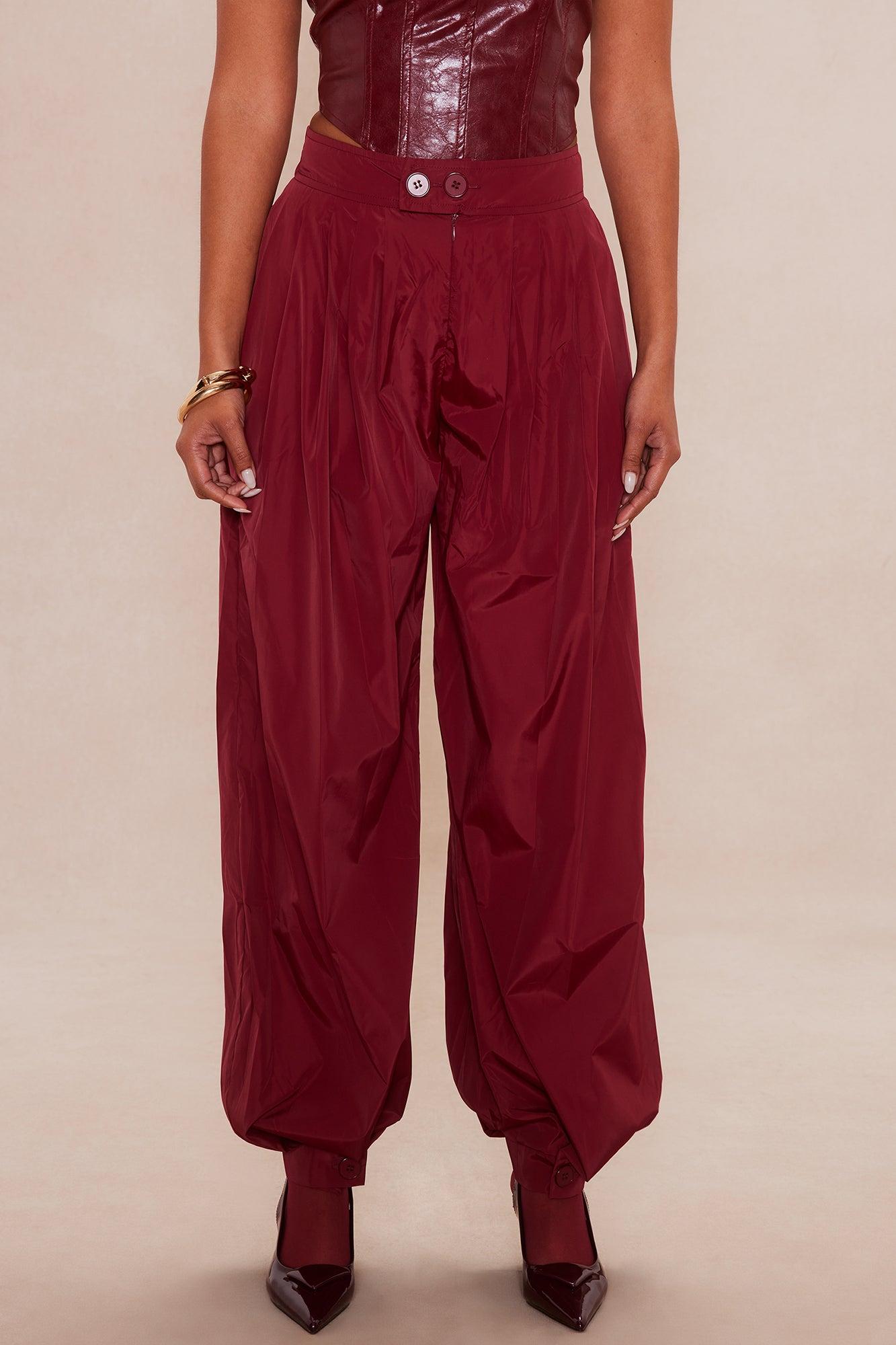 Estelle Taffeta Balloon Pant - Burgundy Female Product Image