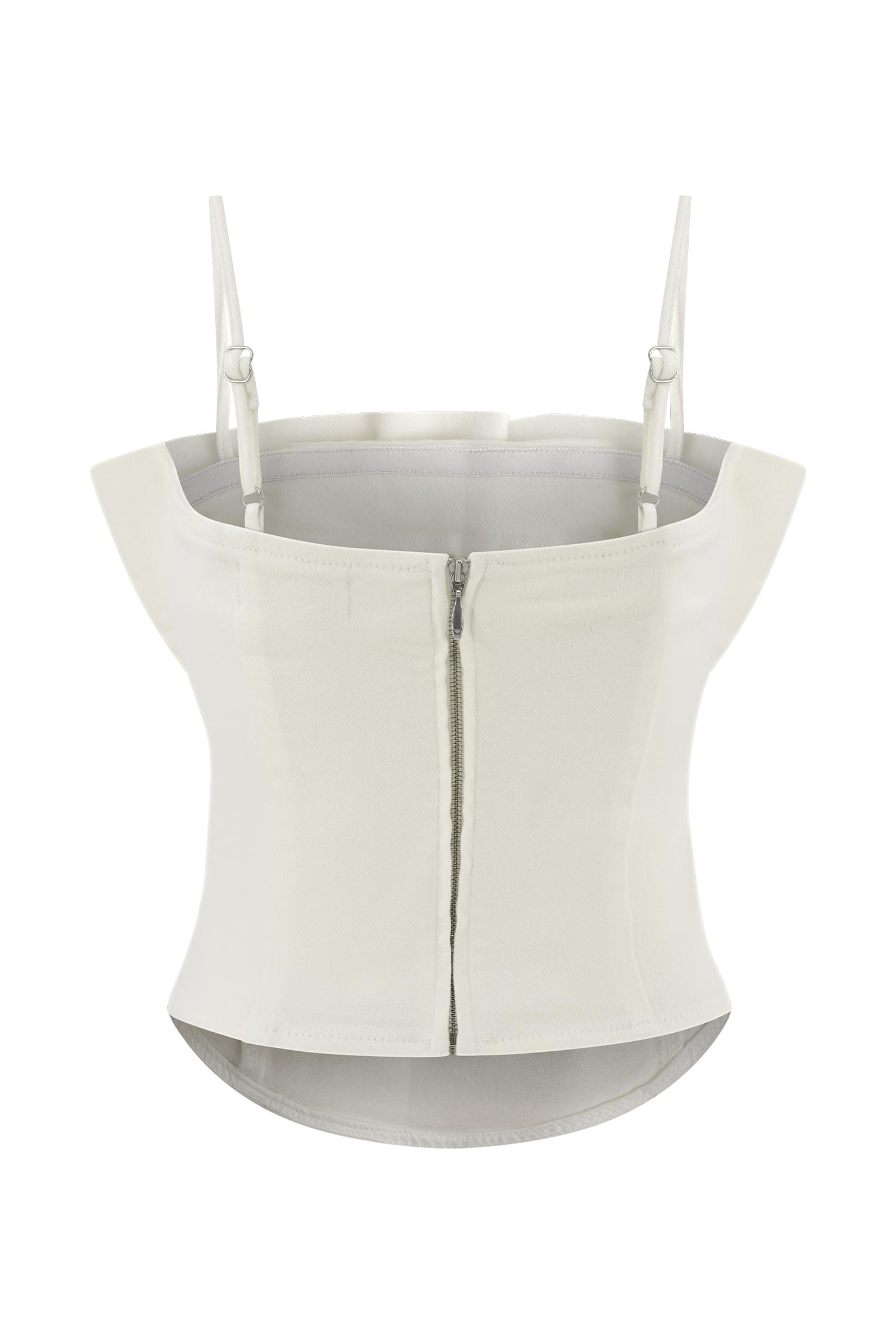 Cecilia Denim Frill Corset - White Product Image