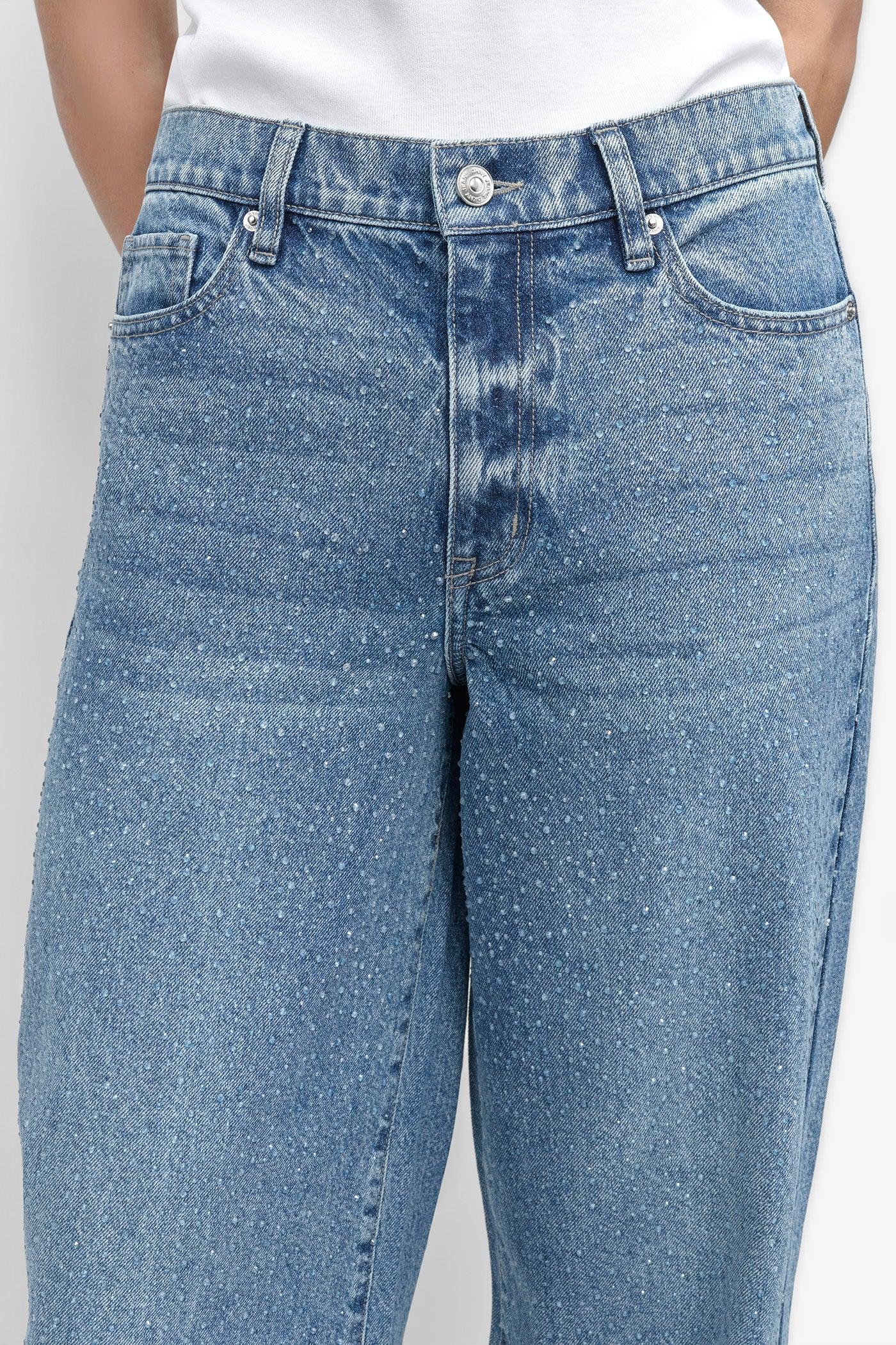 HIGH Rise Length WIDE LEG WITH RHINESTONE EMBELLISHMENT Product Image