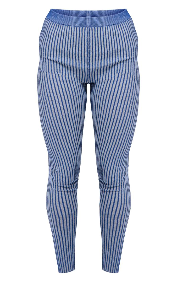  Navy Two Tone Knit High Waist Leggings Product Image