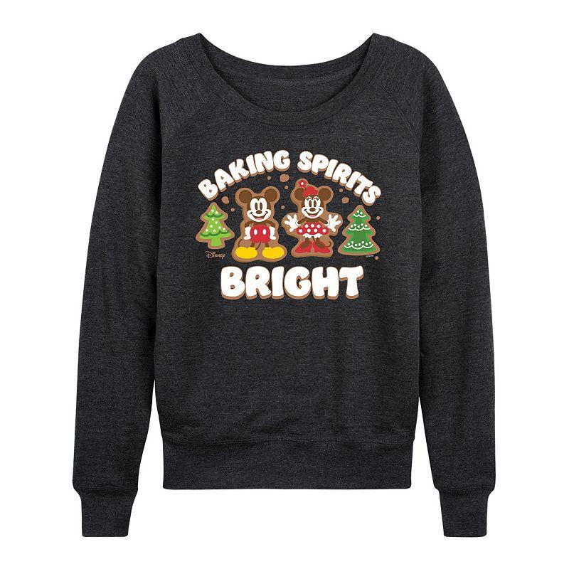 Disney's Mickey and Minnie Mouse Women's Baking Spirits Bright French Terry Long Sleeve Tee,  Product Image