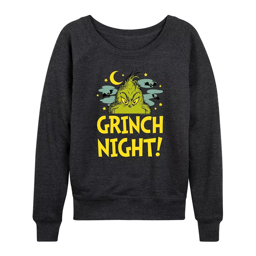 Women's Dr. Seuss Grinch Night Halloween French Terry Long Sleeve Tee,  Product Image