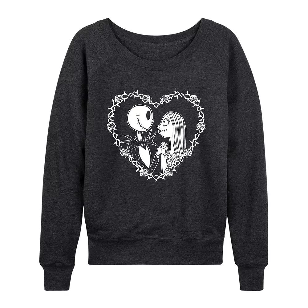 Disney's Nightmare Before Christmas Jack & Sally Women's Heart French Terry Long Sleeve Tee,  Product Image