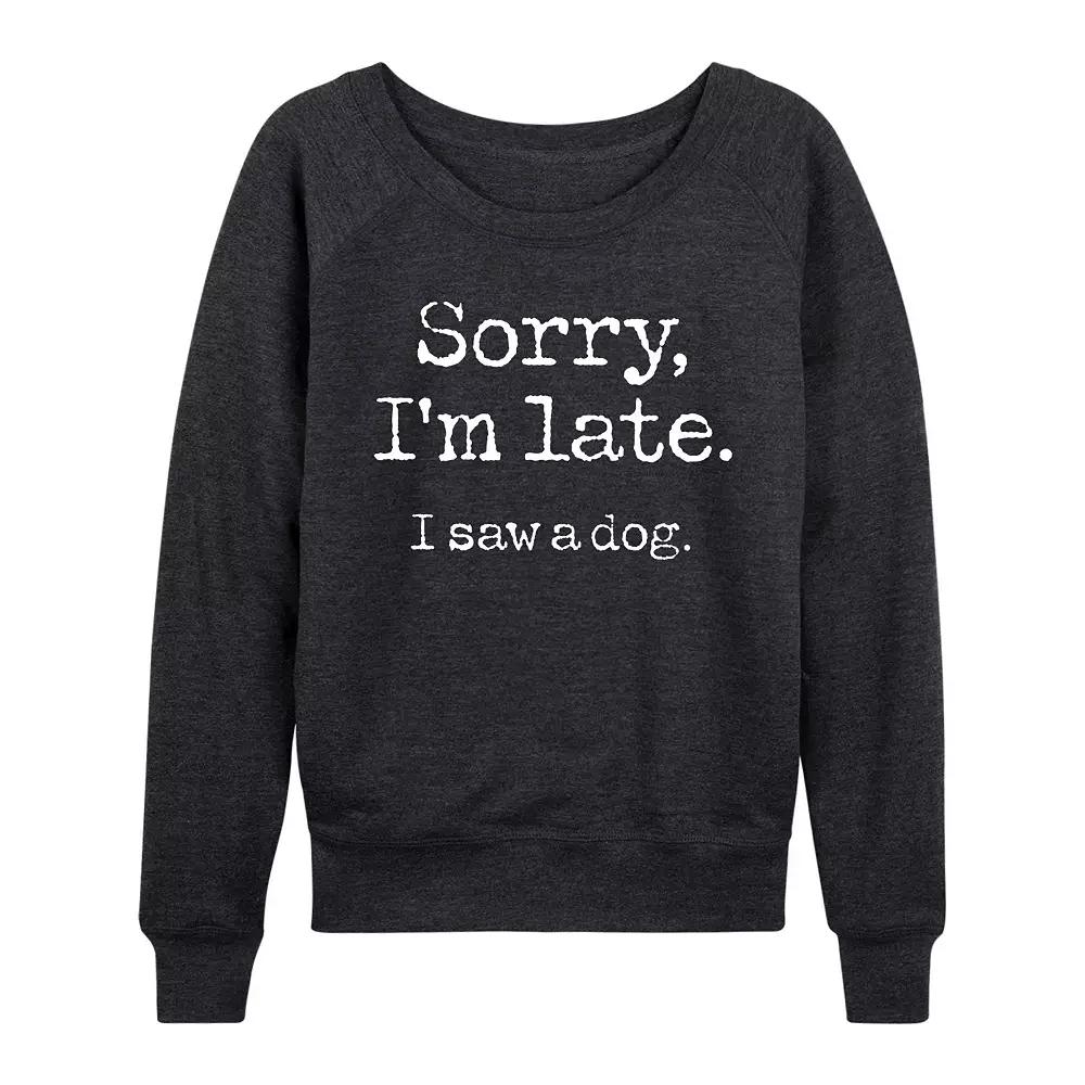 Womens I Saw A Dog French Terry Long Sleeve Tee Heather Grey Product Image