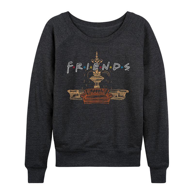 Women's Friends Couch Fountain Set French Terry Long Sleeve Tee,  Product Image