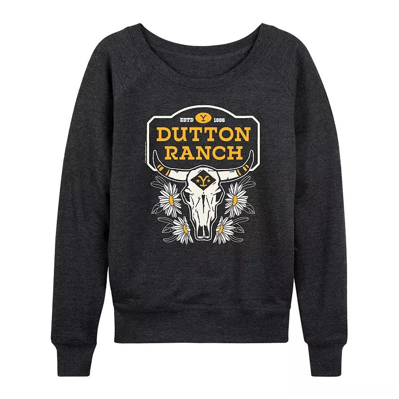Women's Yellowstone Dutton Ranch Skull French Terry Long Sleeve Tee,  Product Image