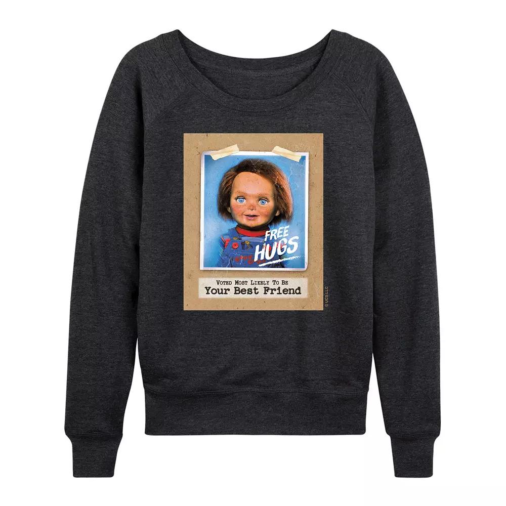 Women's Chucky Free Hugs French Terry Long Sleeve Tee,  Product Image