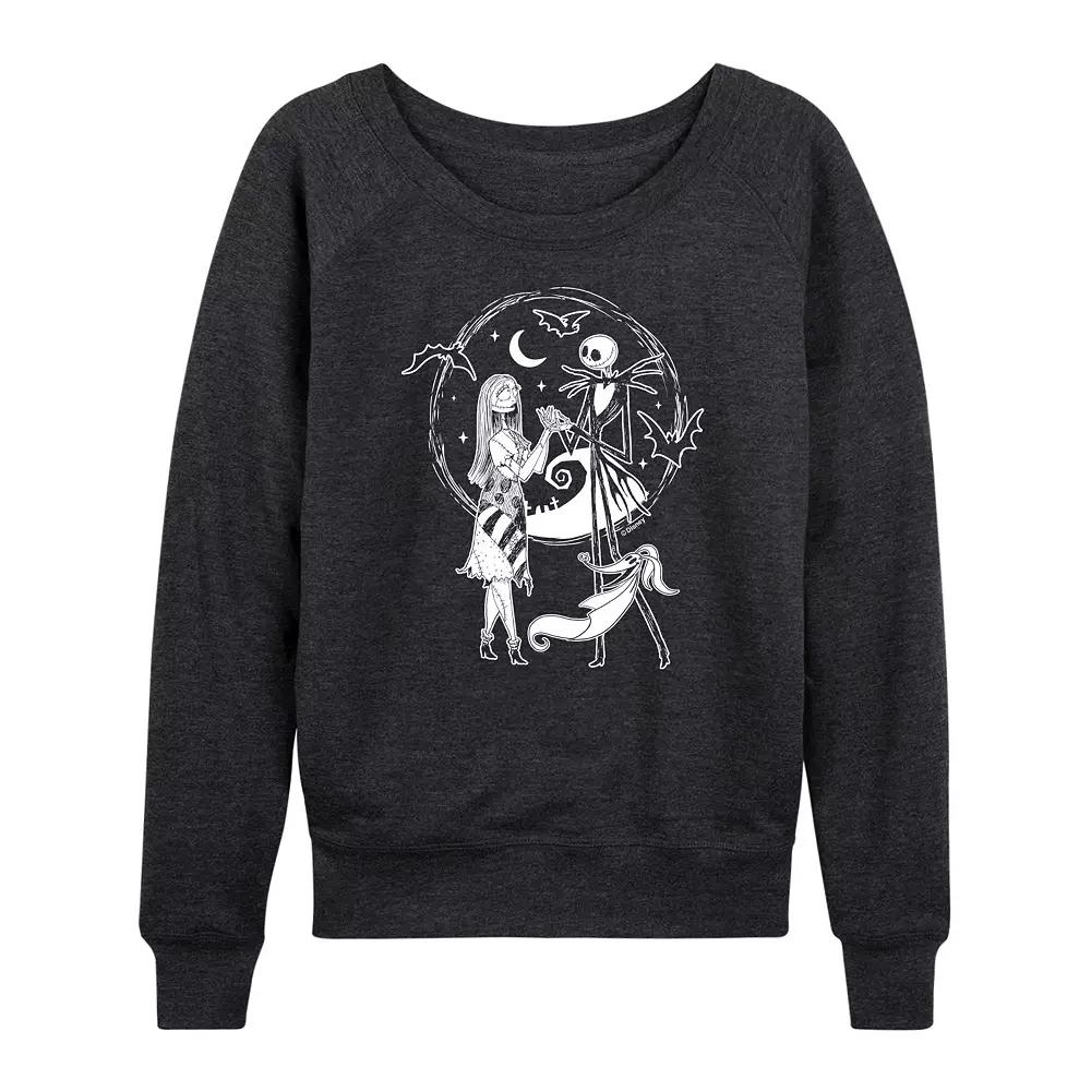 Disney's Nightmare Before Christmas Jack, Sally & Zero Women's French Terry Long Sleeve Tee, Size: Small, Heather Grey Product Image