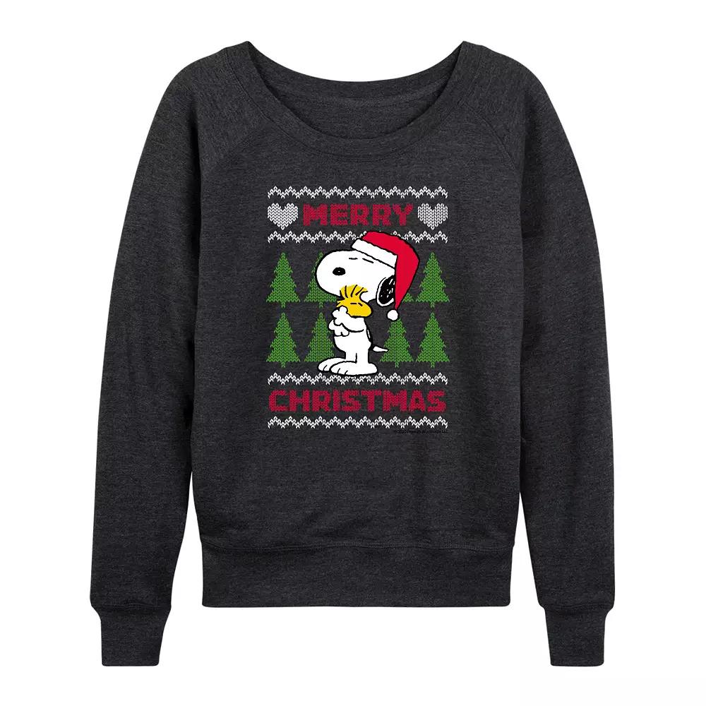 Women's Peanuts Snoopy Sweater French Terry Long Sleeve Tee,  Product Image