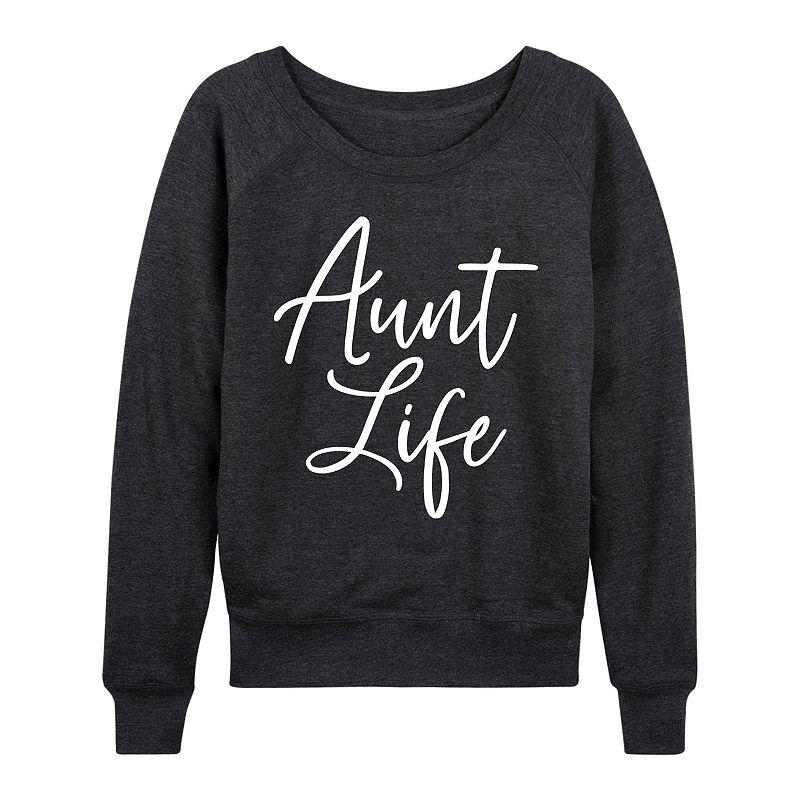 Women's Aunt Life Script French Terry Long Sleeve Tee, Girl's,  Product Image