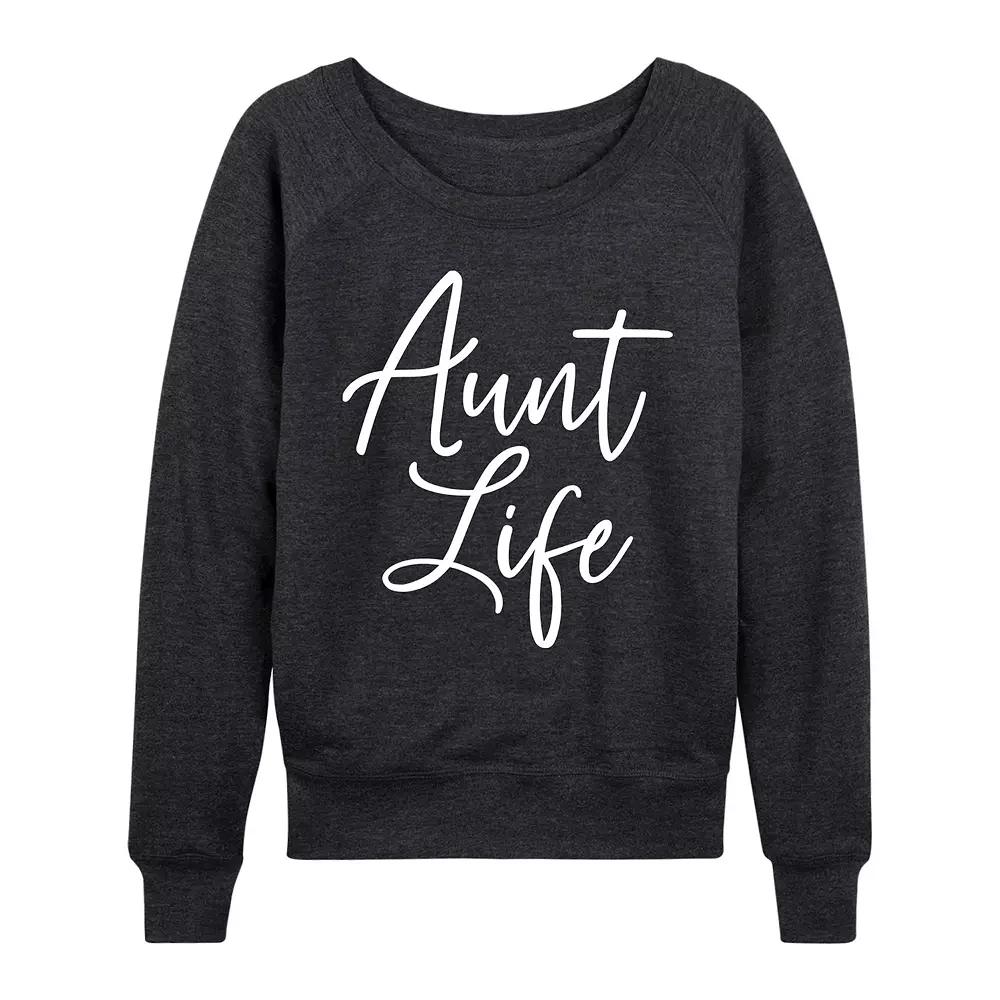 Women's Aunt Life Script French Terry Long Sleeve Tee, Girl's,  Product Image
