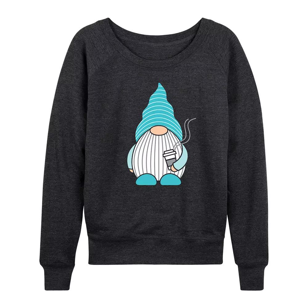 Women's Gnome With Coffee French Terry Long Sleeve Tee,  Product Image