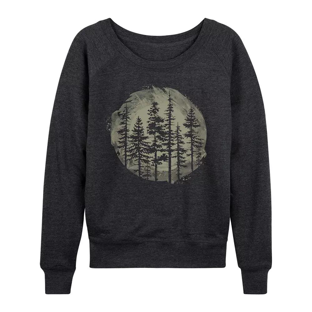 Women's Watercolor Pine Trees French Terry Long Sleeve Tee, Girl's,  Product Image
