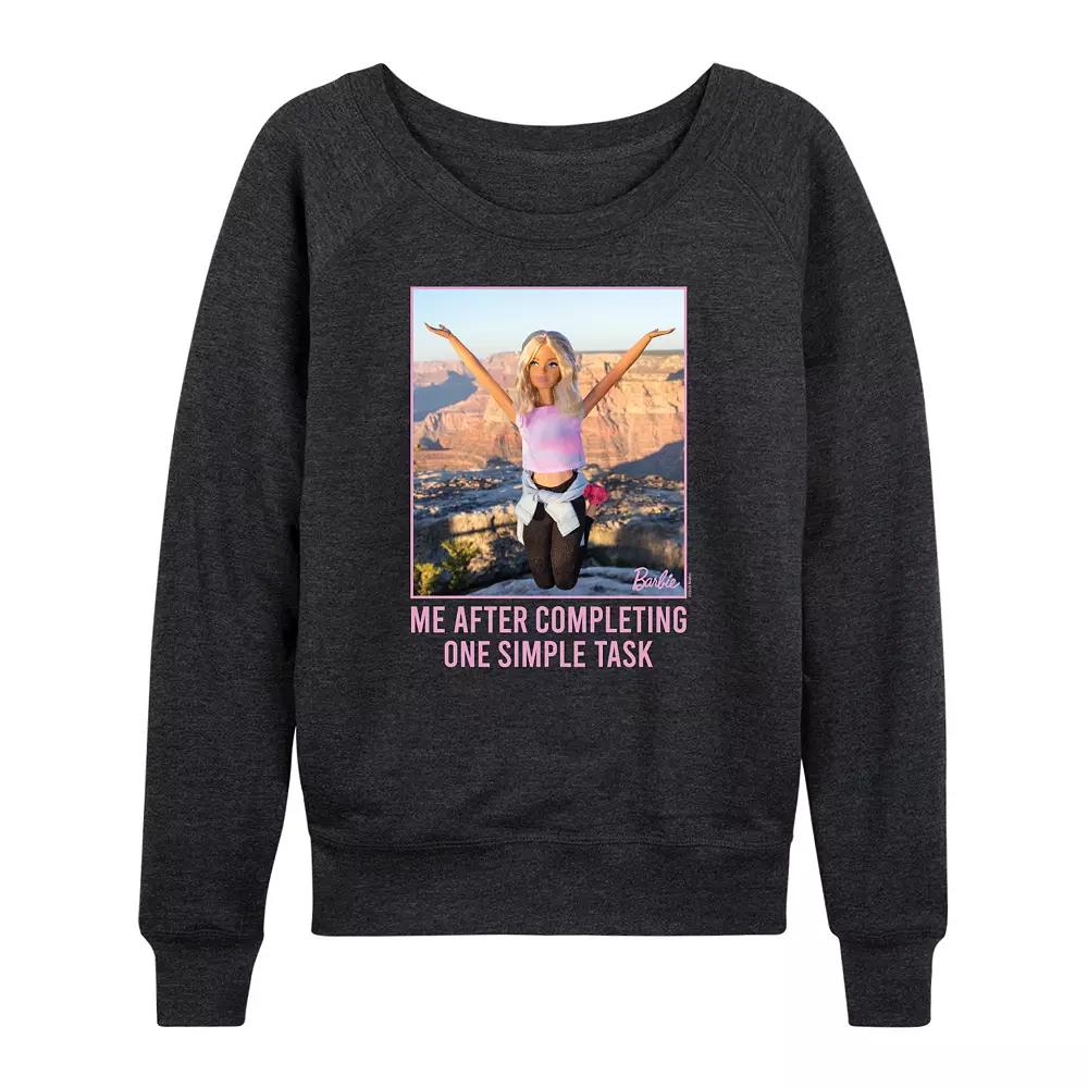 Women's Barbie® One Simple Task French Terry Long Sleeve Tee, Girl's,  Product Image