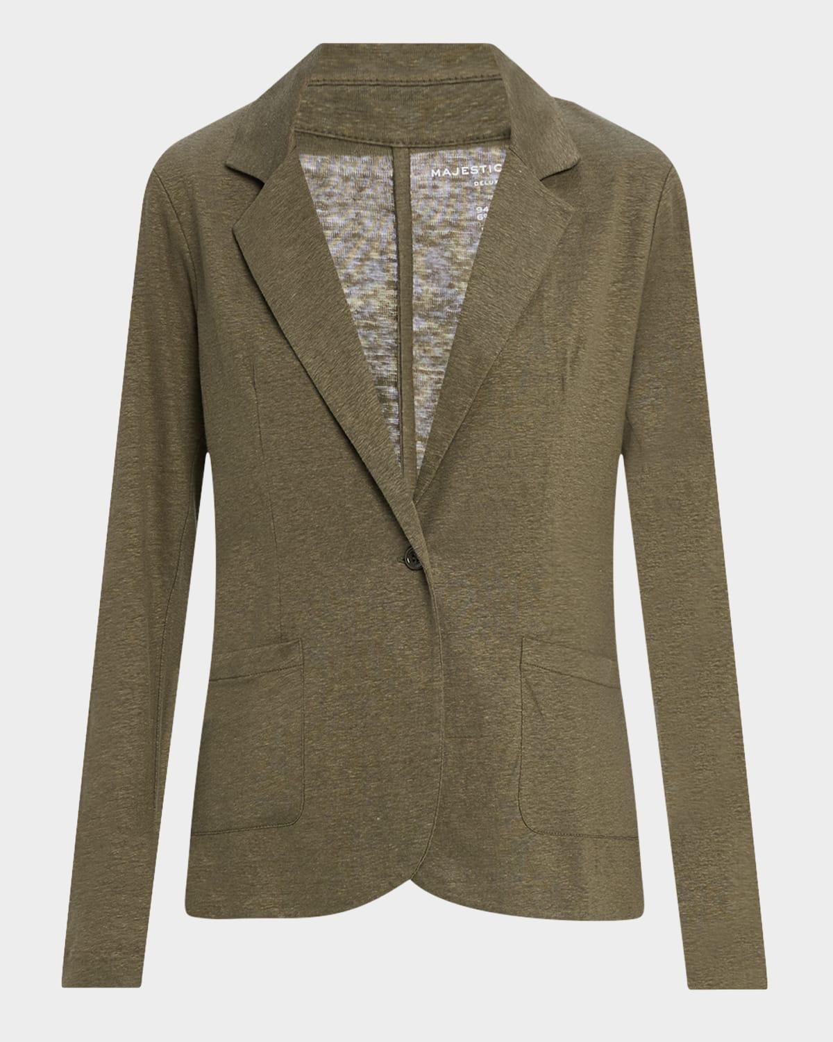 Womens Stretch Linen-Knit Blazer Product Image