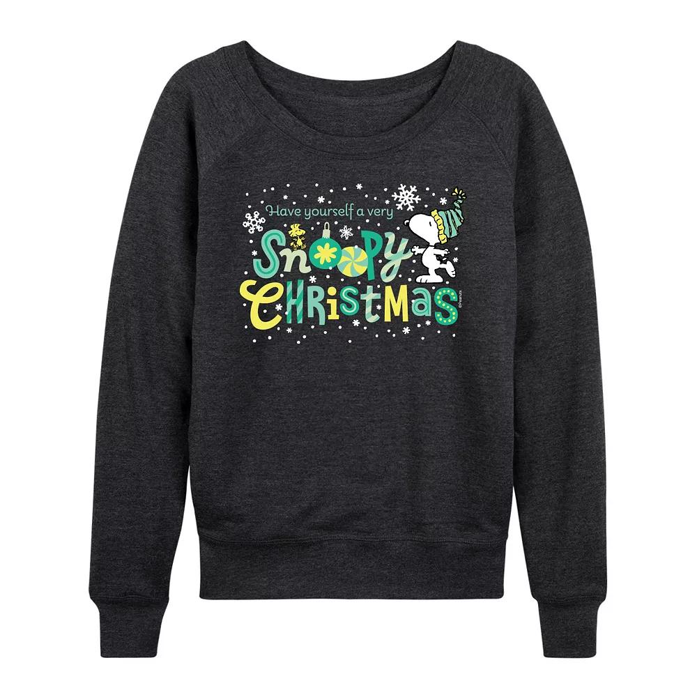 Women's Peanuts Snoopy Christmas French Terry Long Sleeve Tee,  Product Image
