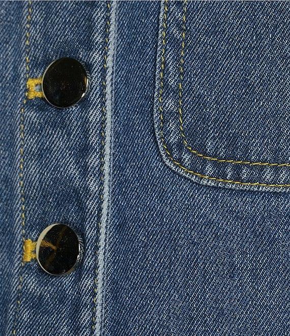 RONNY KOBO Guise Denim Round Neck Cropped Button Front Vest Product Image