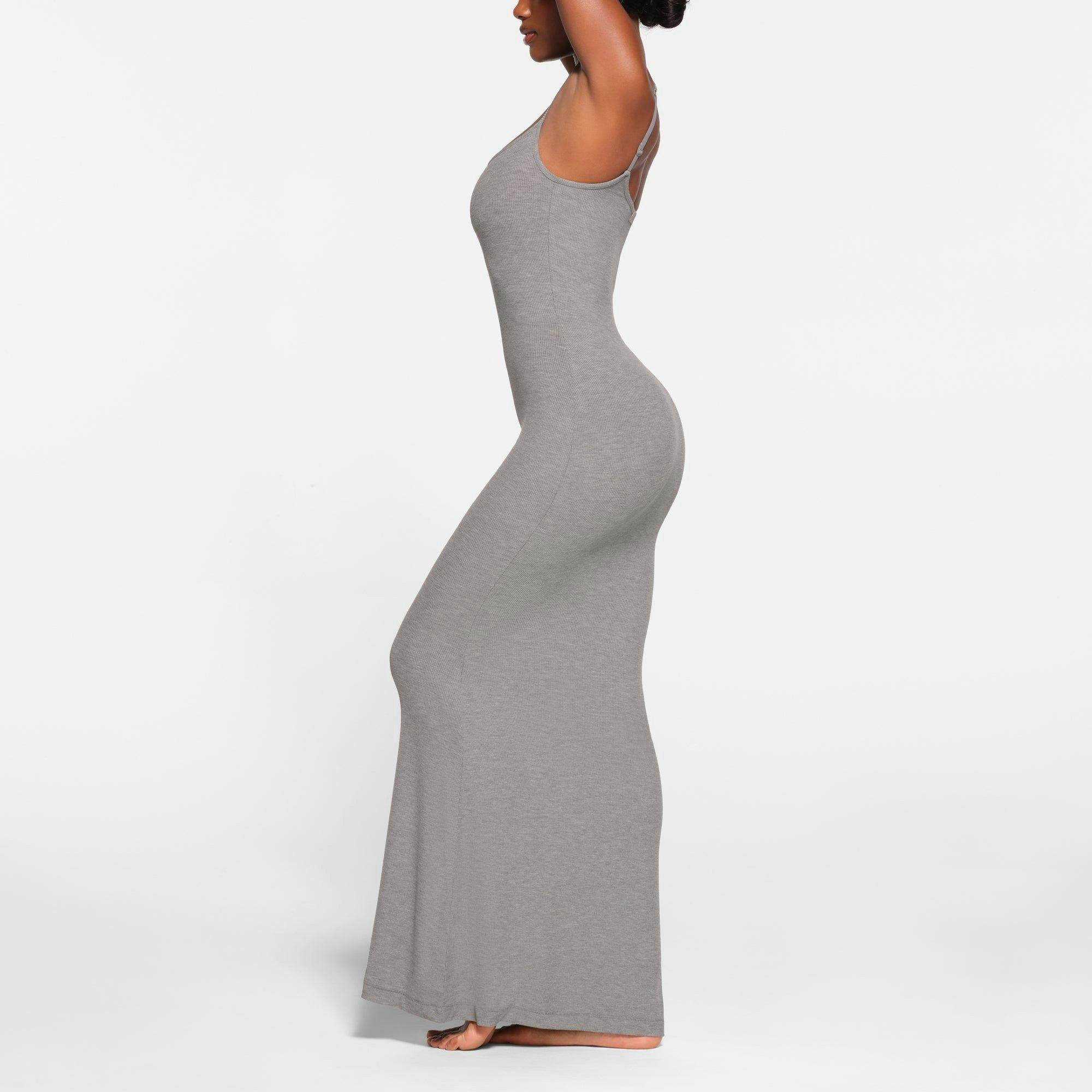 SOFT LOUNGE LONG SLIP DRESS | HEATHER GREY Product Image
