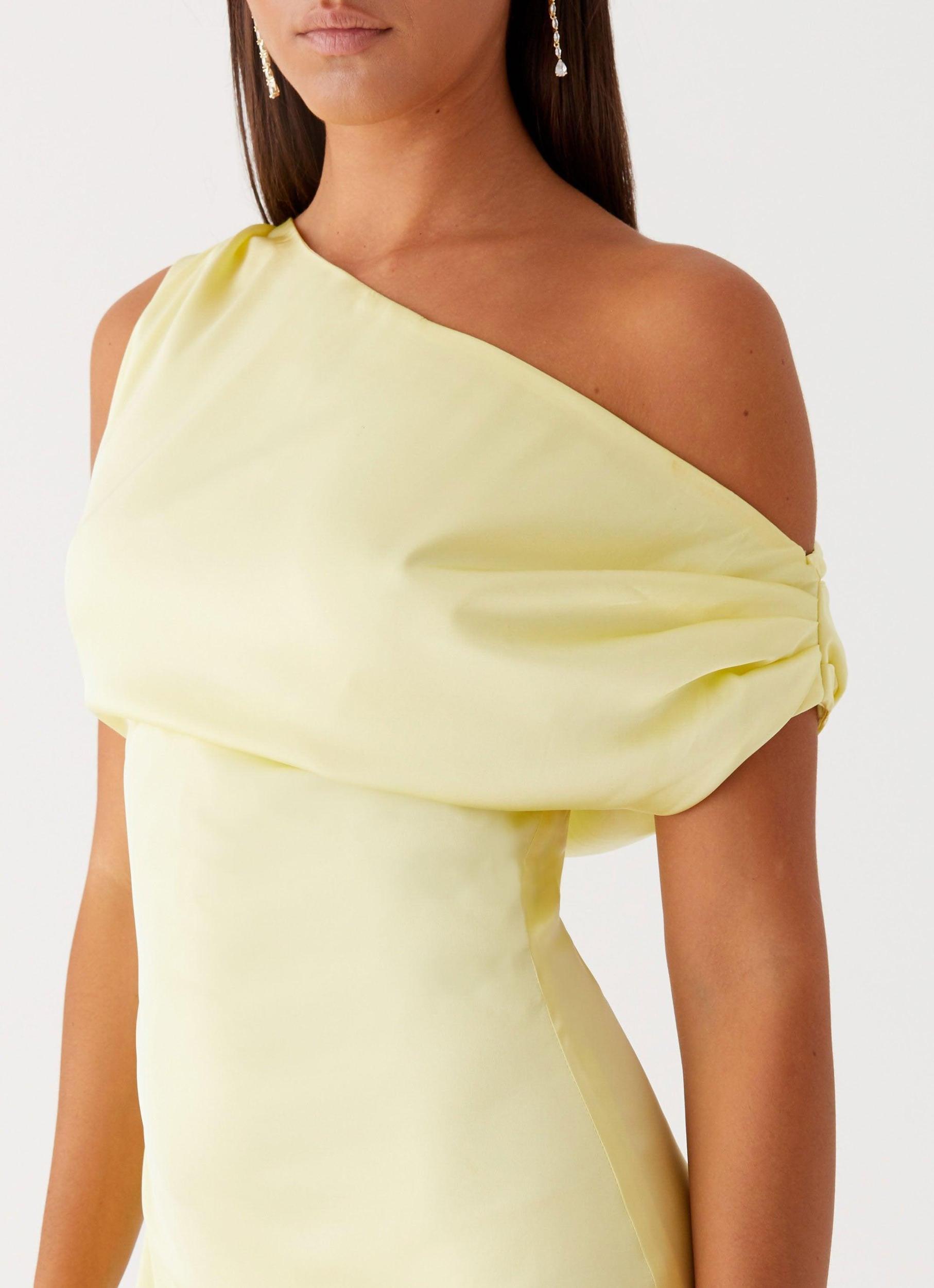 Heart Of Glass Satin Maxi Dress - Yellow Product Image