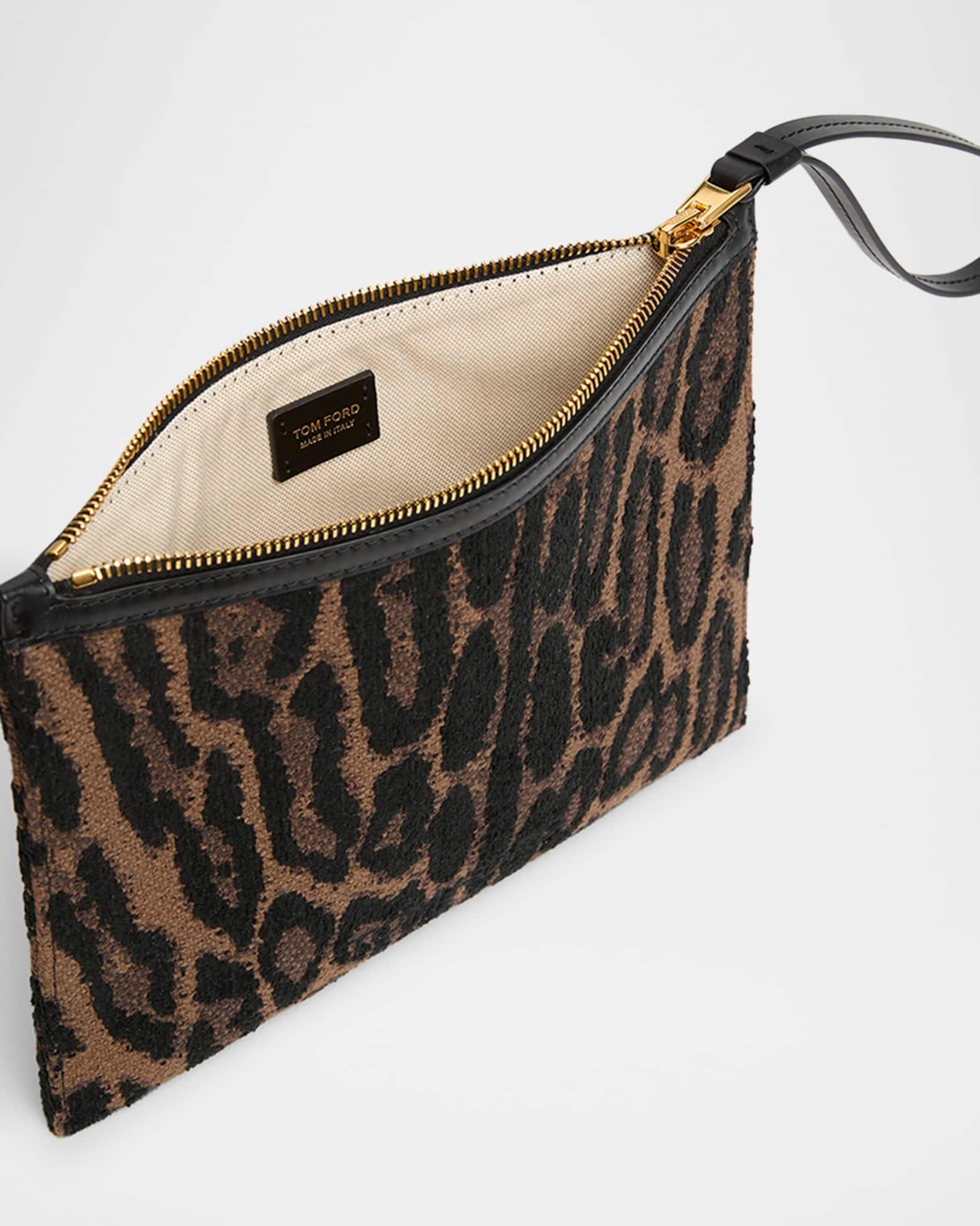 Wristlet Pouch Bag in Jacquard and Calf Leather Product Image