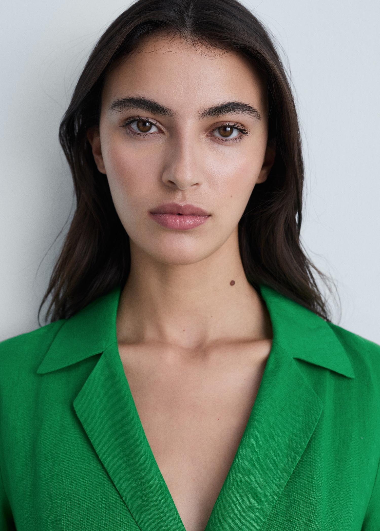 Belt linen dress - Women | MANGO USA Product Image