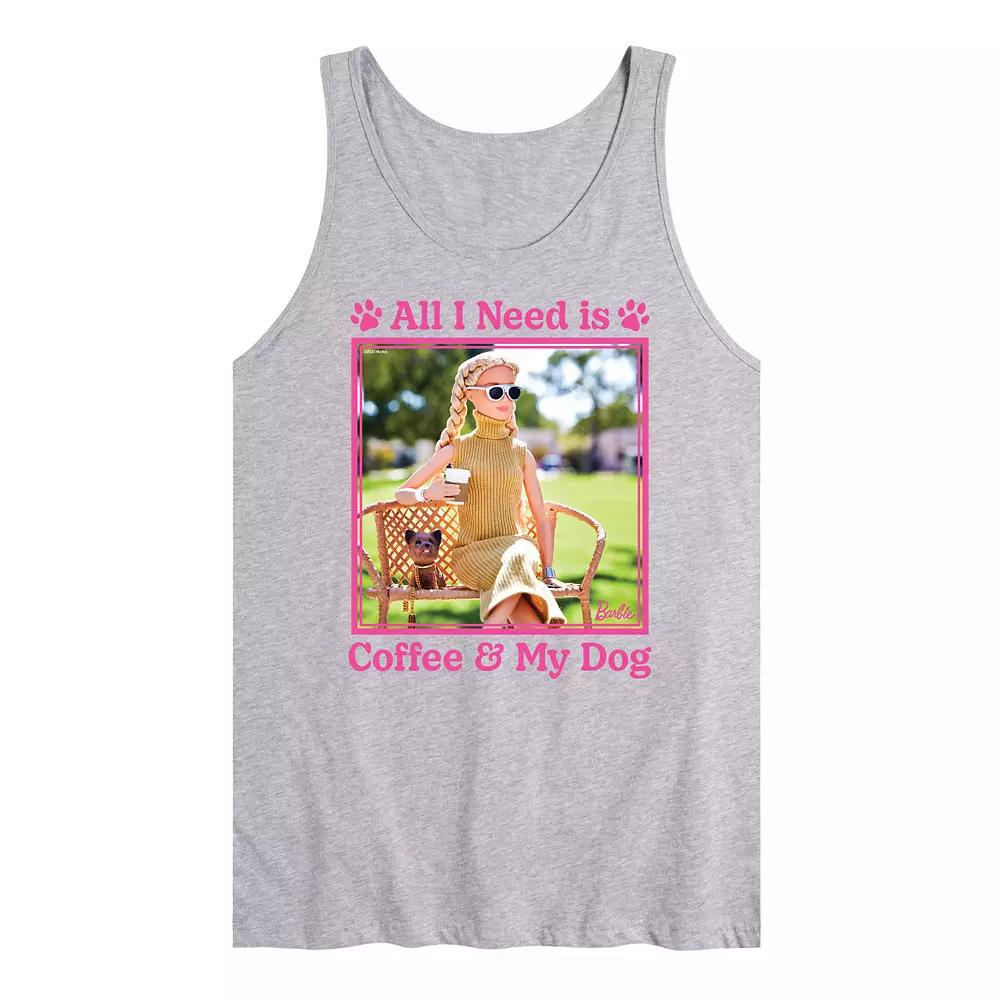 Men's Barbie® All I Need Is Coffee Dog Graphic Tank Top,  Product Image