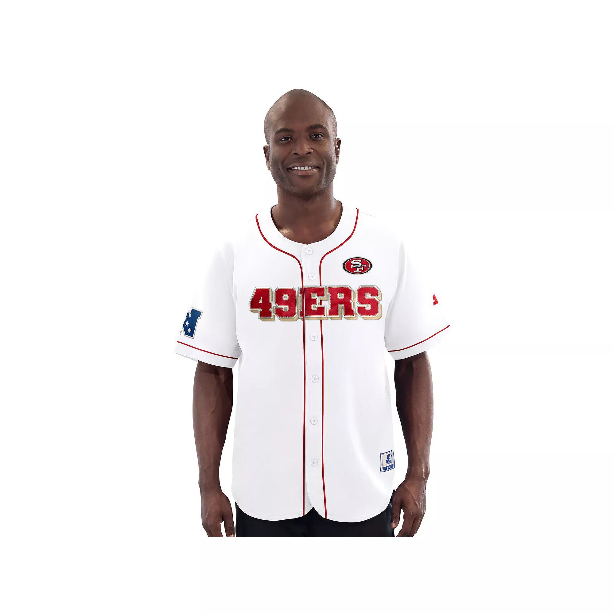 Men's Starter  White San Francisco 49ers Relay Full-Button Baseball Jersey, Size: Medium Product Image