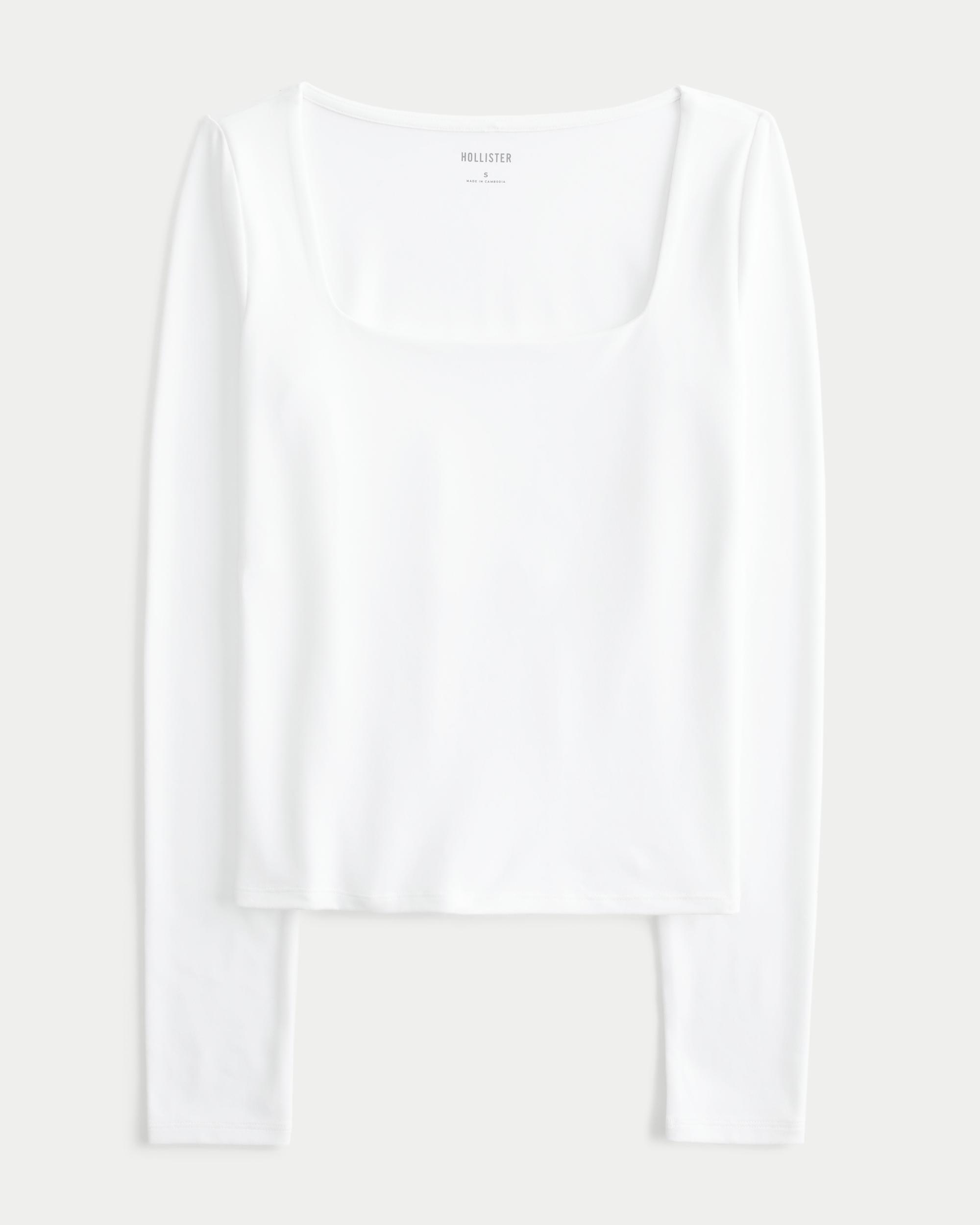 Soft Stretch Seamless Fabric Square-Neck Top Product Image