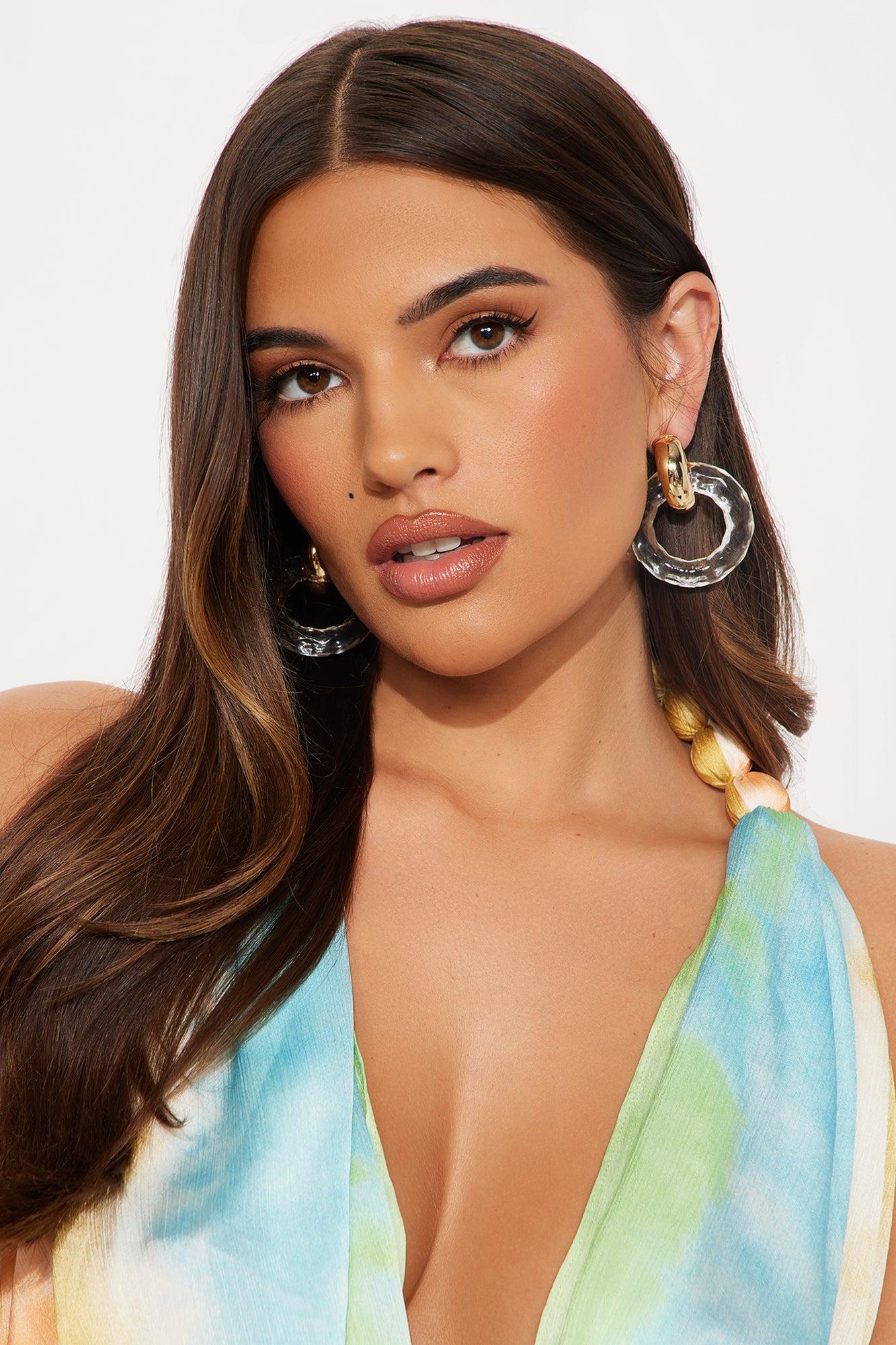 Oasis Vacation Drop Earrings - Gold/Clear Product Image