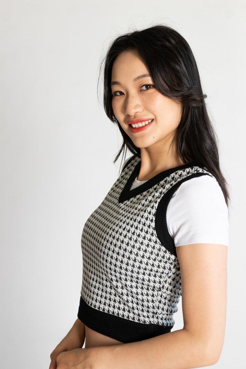 Houndstooth Sweater Vest With Tee Product Image