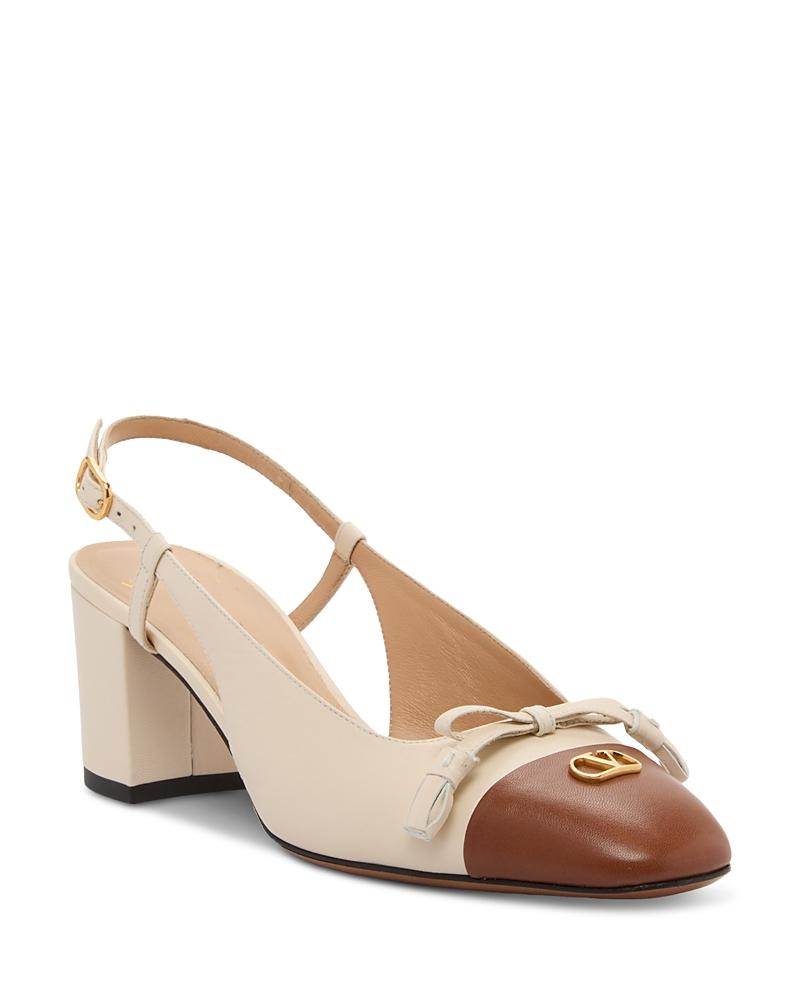 VALENTINO GARAVANI Leather Vlogo Signature Pumps With Slingback Strap In Neutral Product Image
