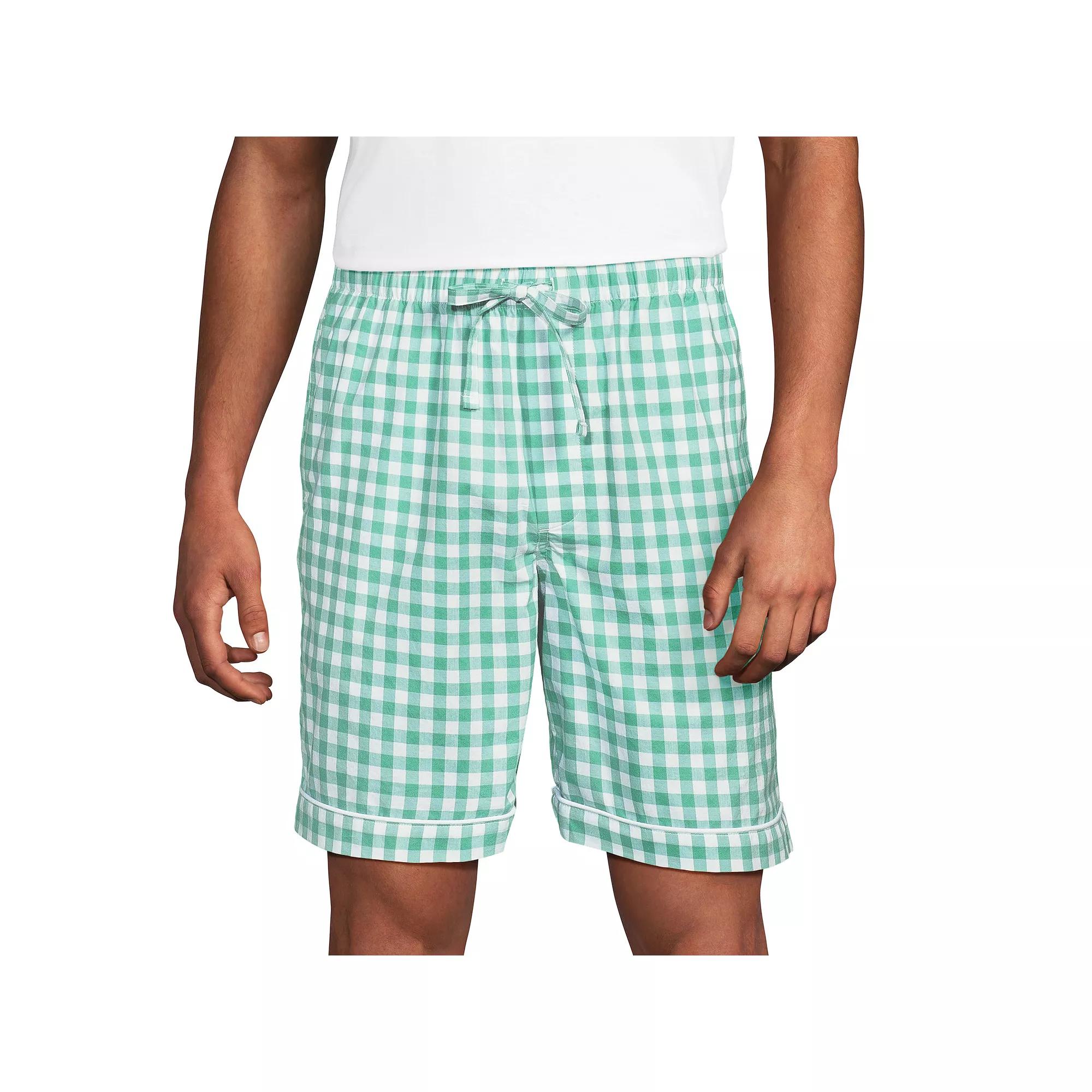Men's Lands' End Essential 8-inch Pajama Shorts, Size: Large, Grey Blue Stripe Product Image