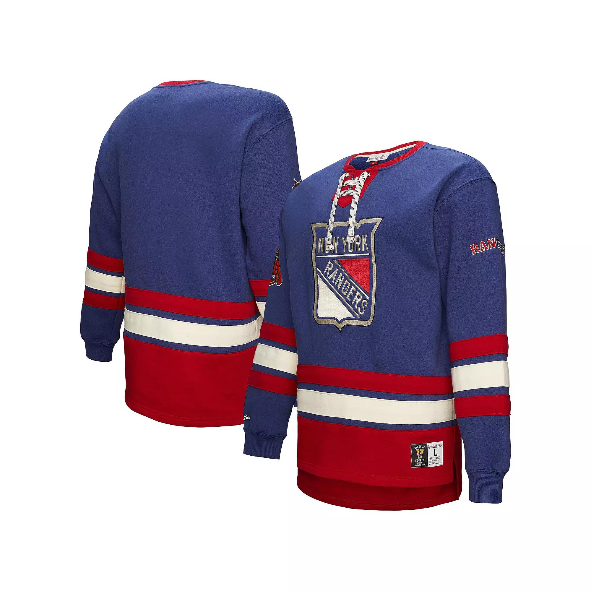Men's Royal New York Rangers Heritage Lace-Up Pullover Sweatshirt,  Product Image