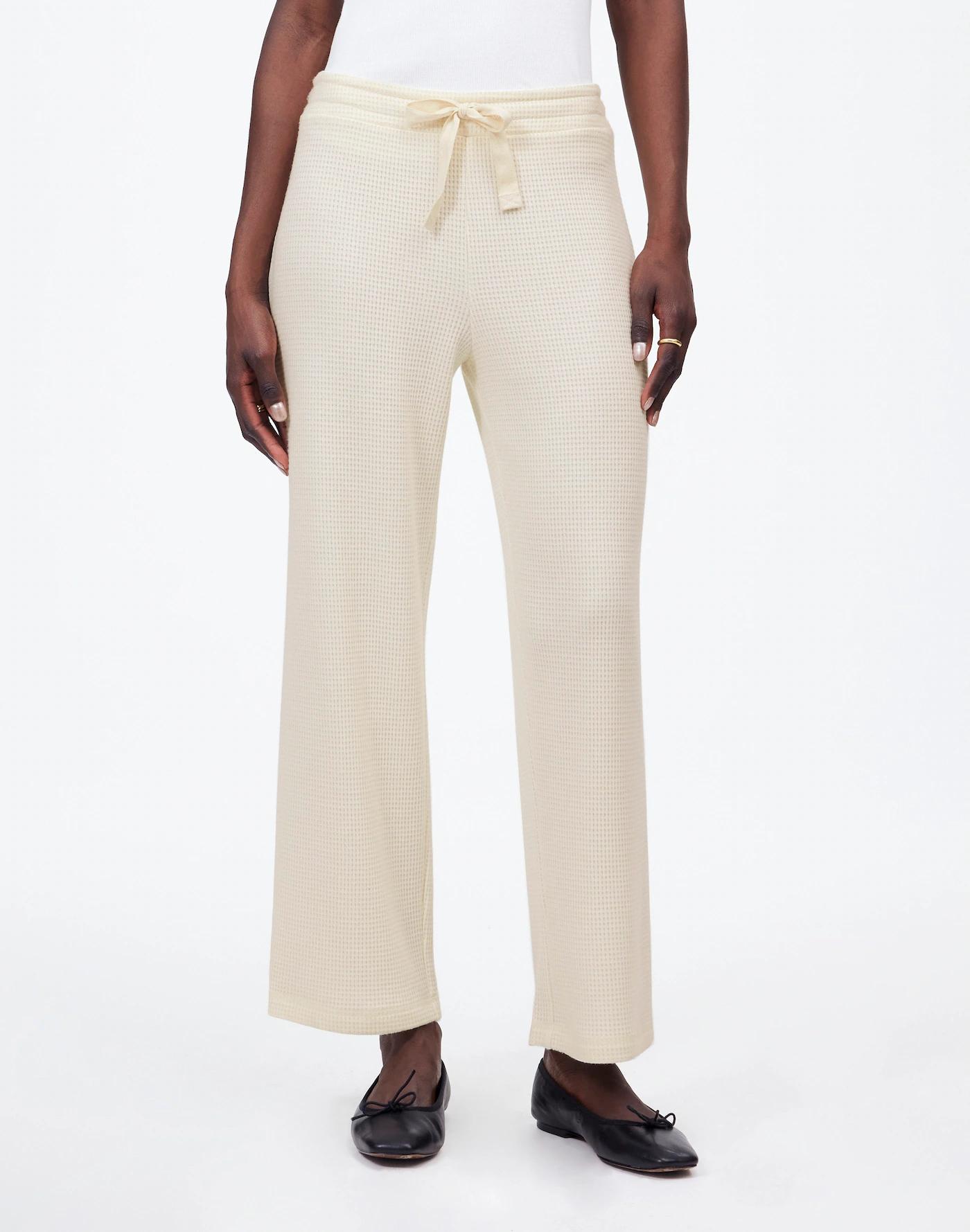 Waffle-Knit Straight-Leg Sweatpants Product Image