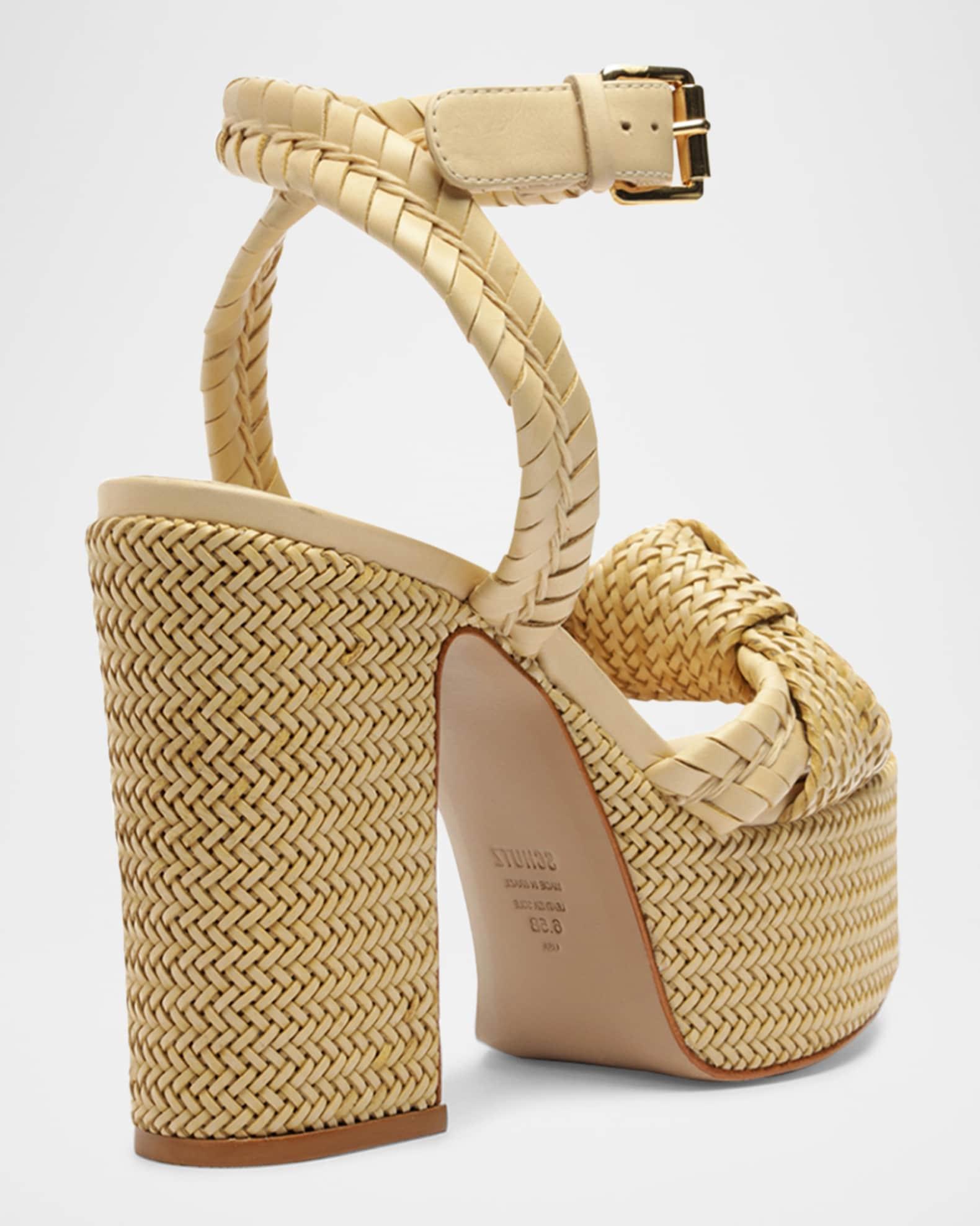 Khari Knotted Leather Ankle-Strap Platform Sandals Product Image