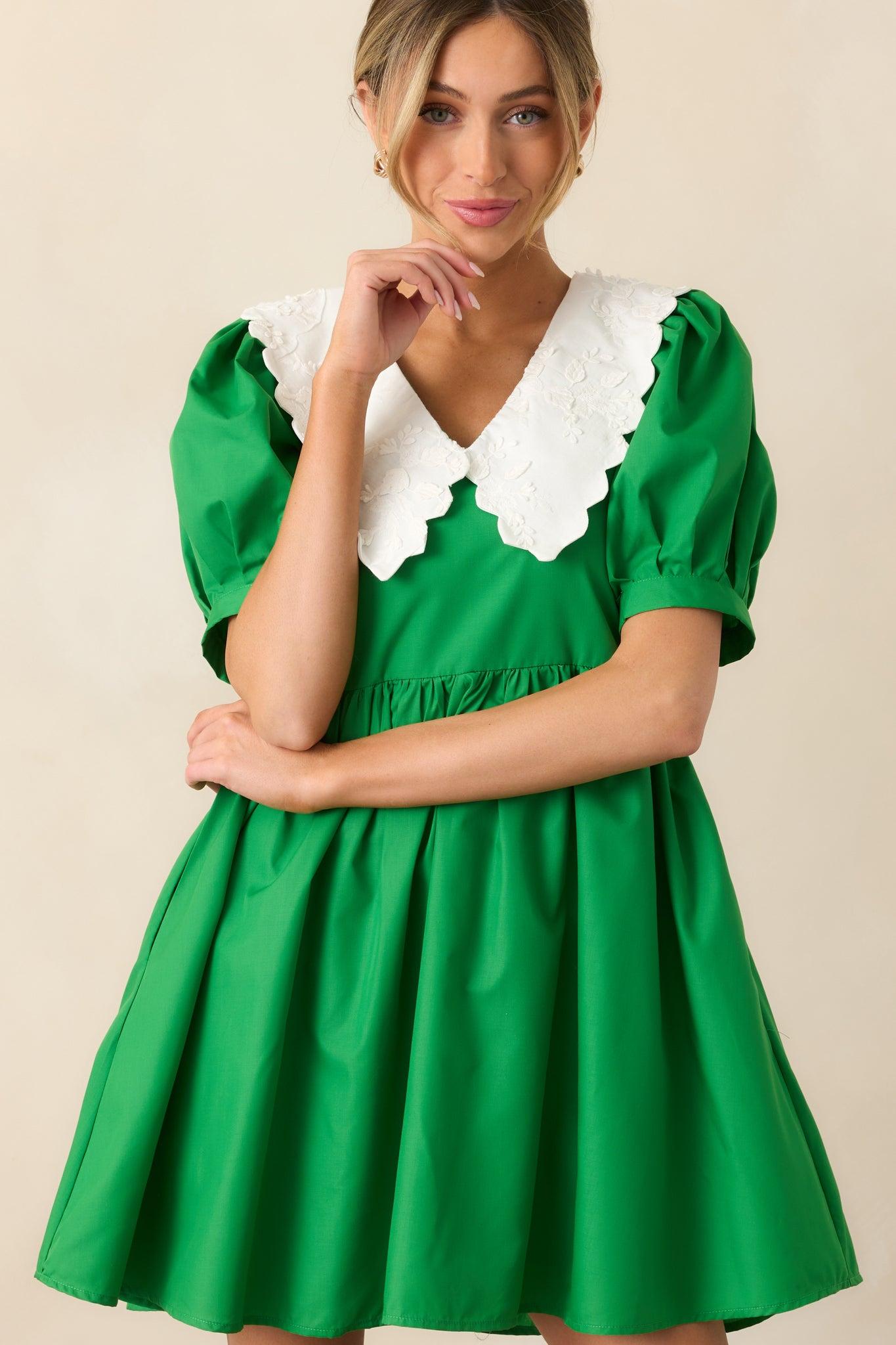 Weekend Brunch Green Collared Mini Dress Product Image