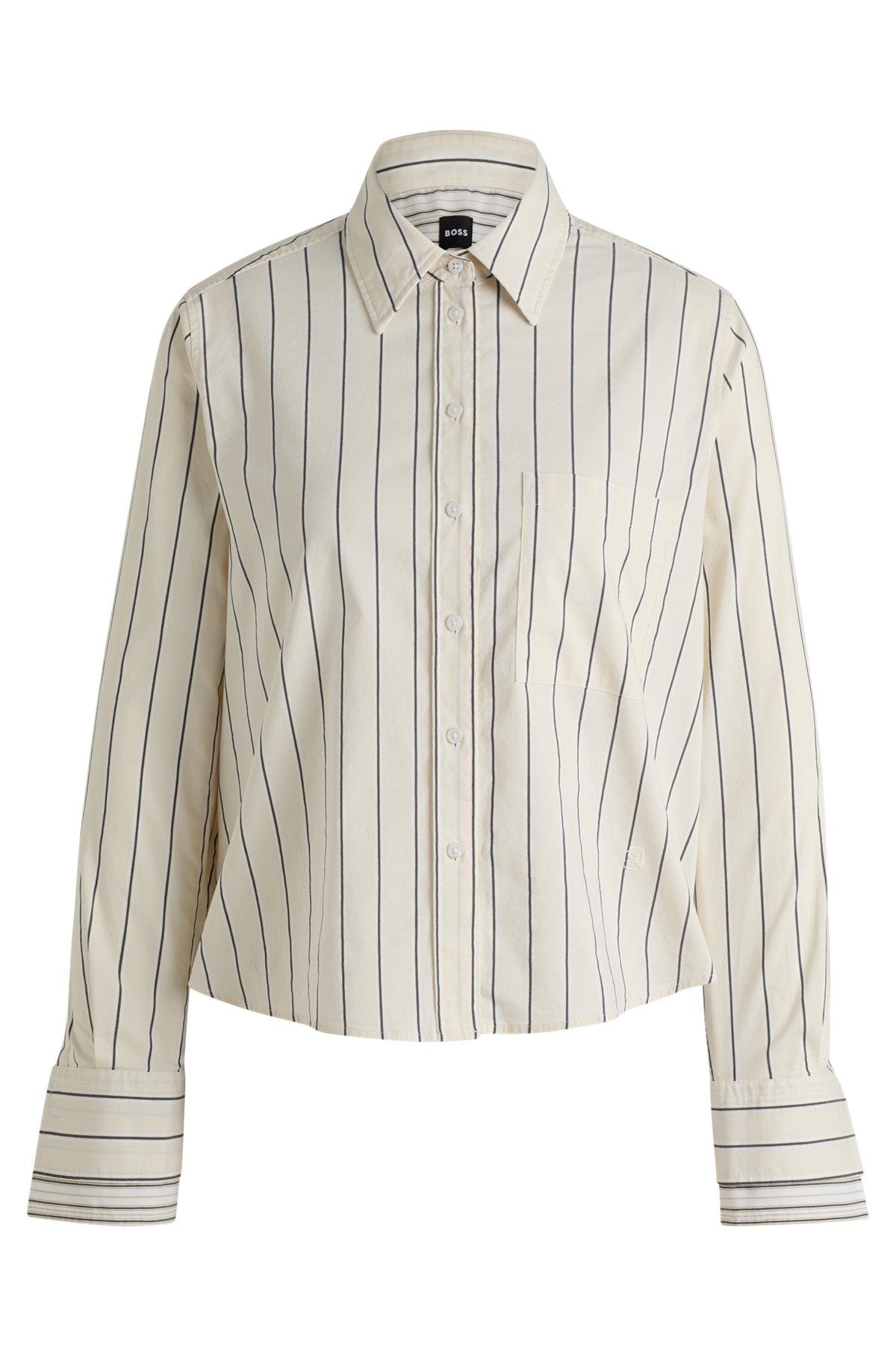 Regular-fit blouse in striped stretch cotton Product Image