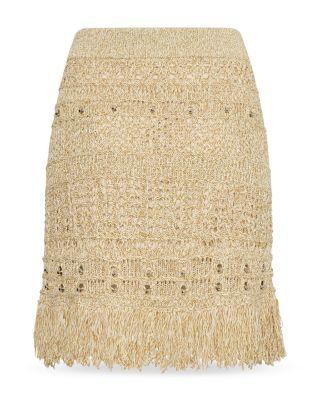 Beaded Fringe Hem Knit Skirt Product Image